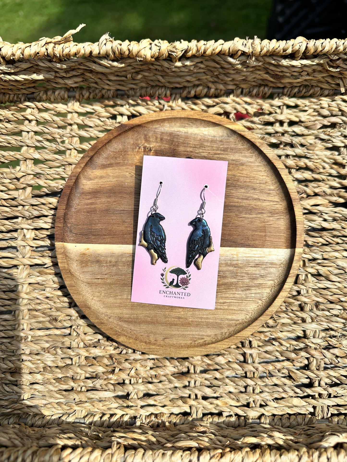 Enchanted Raven Polymer Clay Earrings