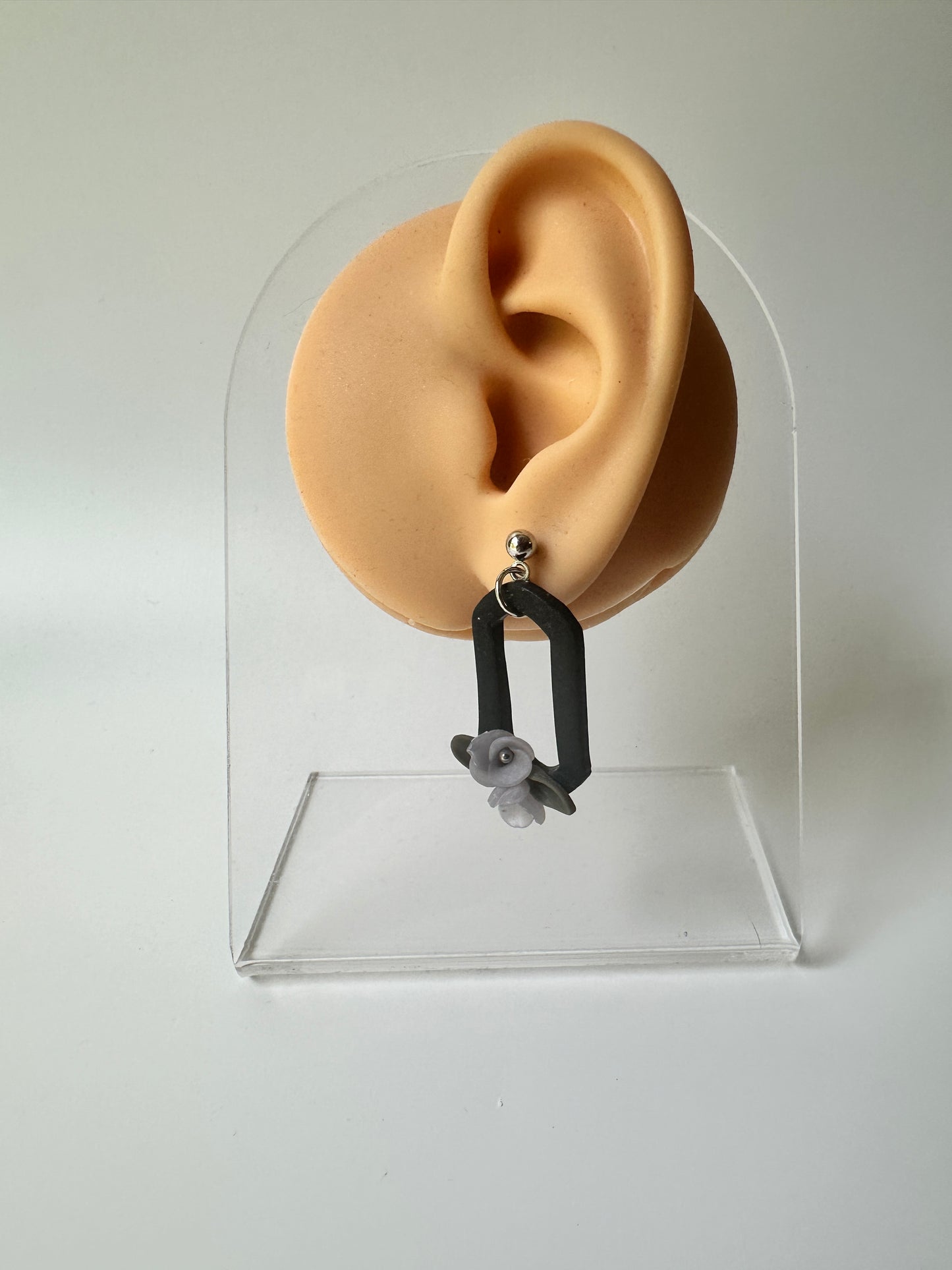 Midnight Blooms Polymer Clay Dangle Earrings