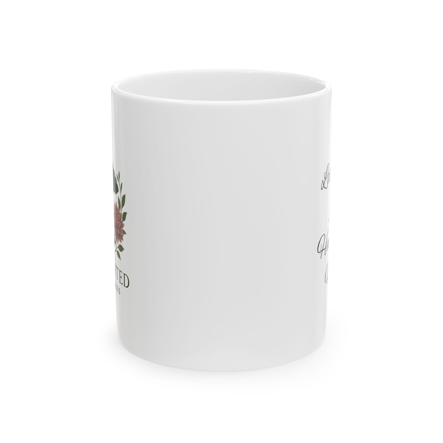 Ceramic Mug with Floral Design, Elegant Coffee Cup, Customizable Gift for Friends, Inspirational Tea Mug, Home & Office Decor