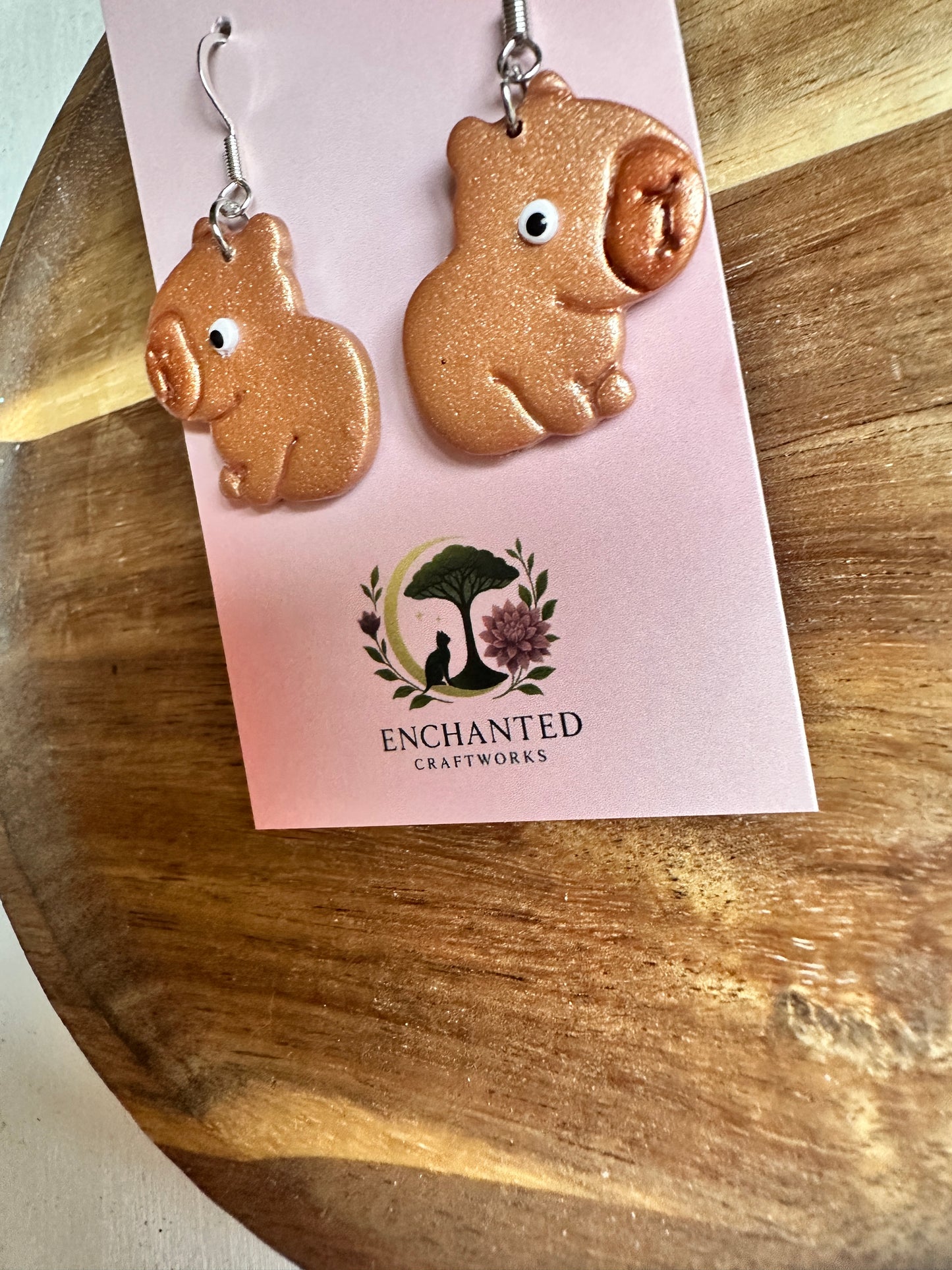 Capybara Polymer Clay Dangle Earrings