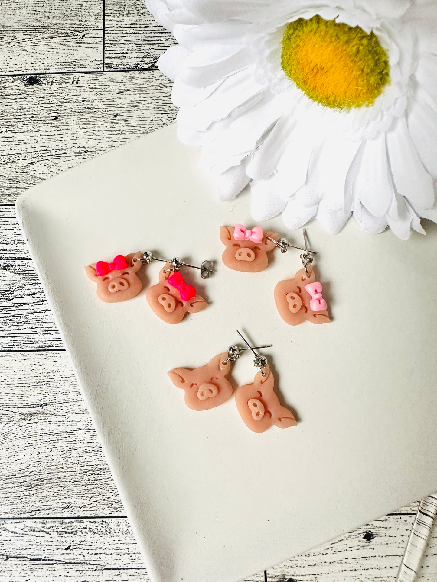 Enchanted Piglets – Polymer Clay Dangle Earrings