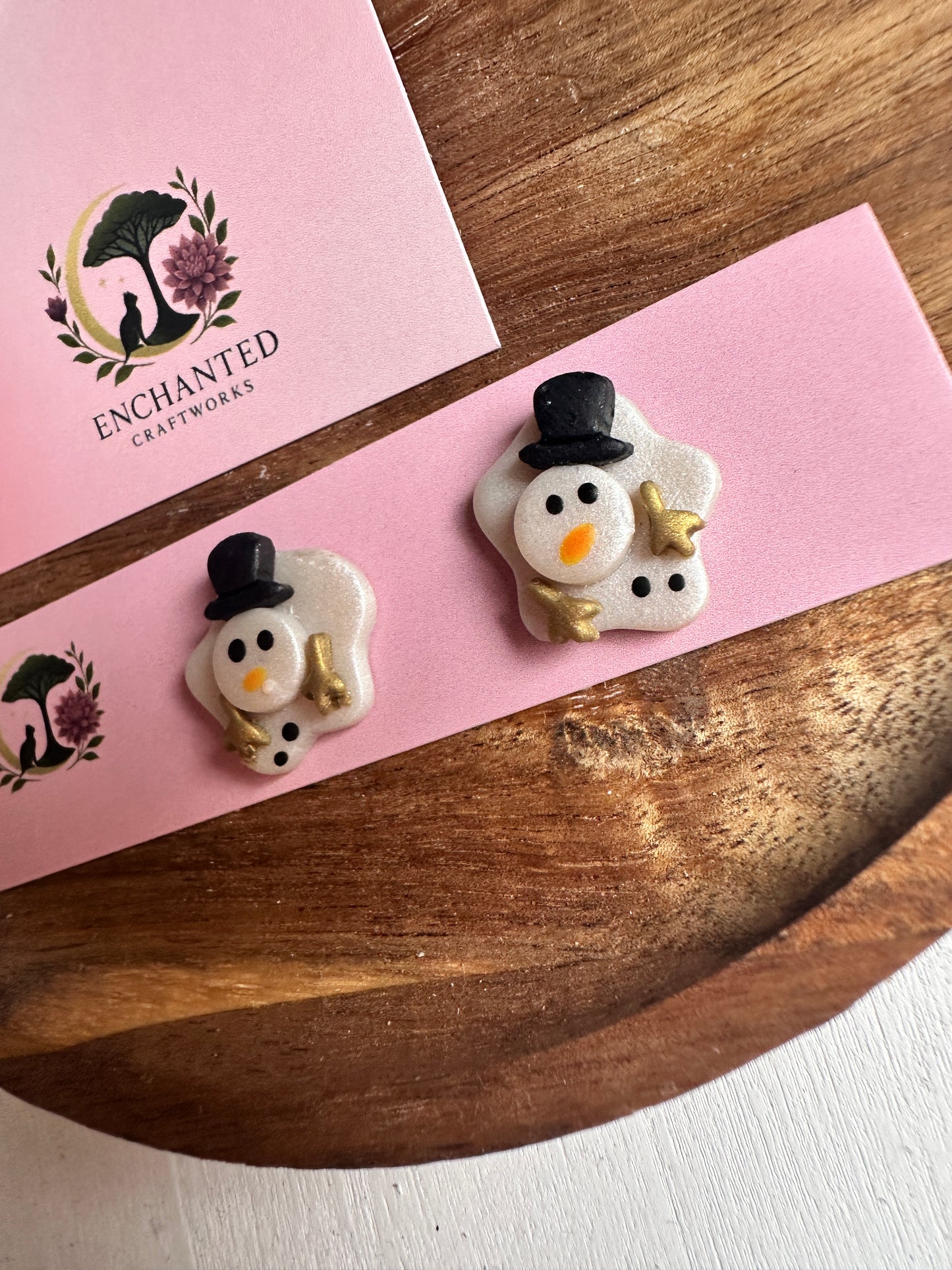 Melt My Heart Snowman Dangle Polymer Clay Earrings