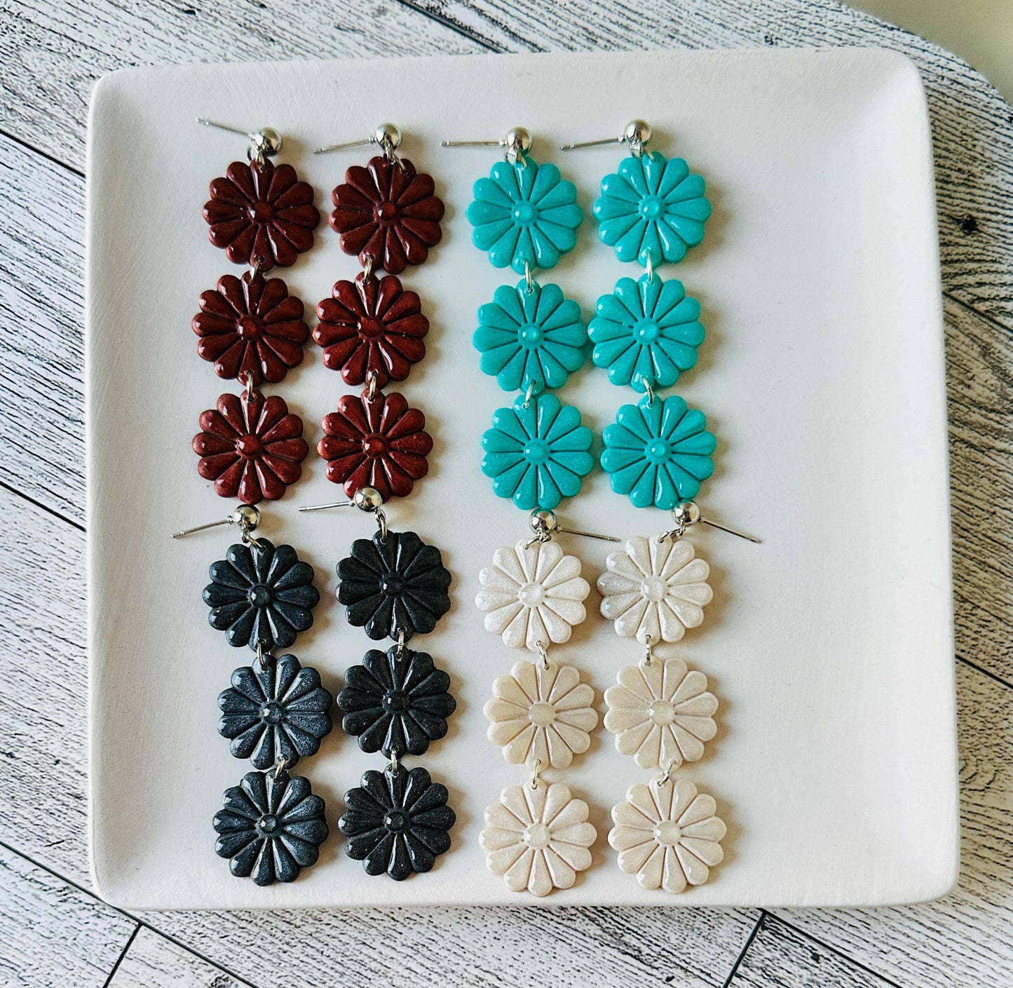 Enchanted Daisy Dangles – Handcrafted Polymer Clay Earrings