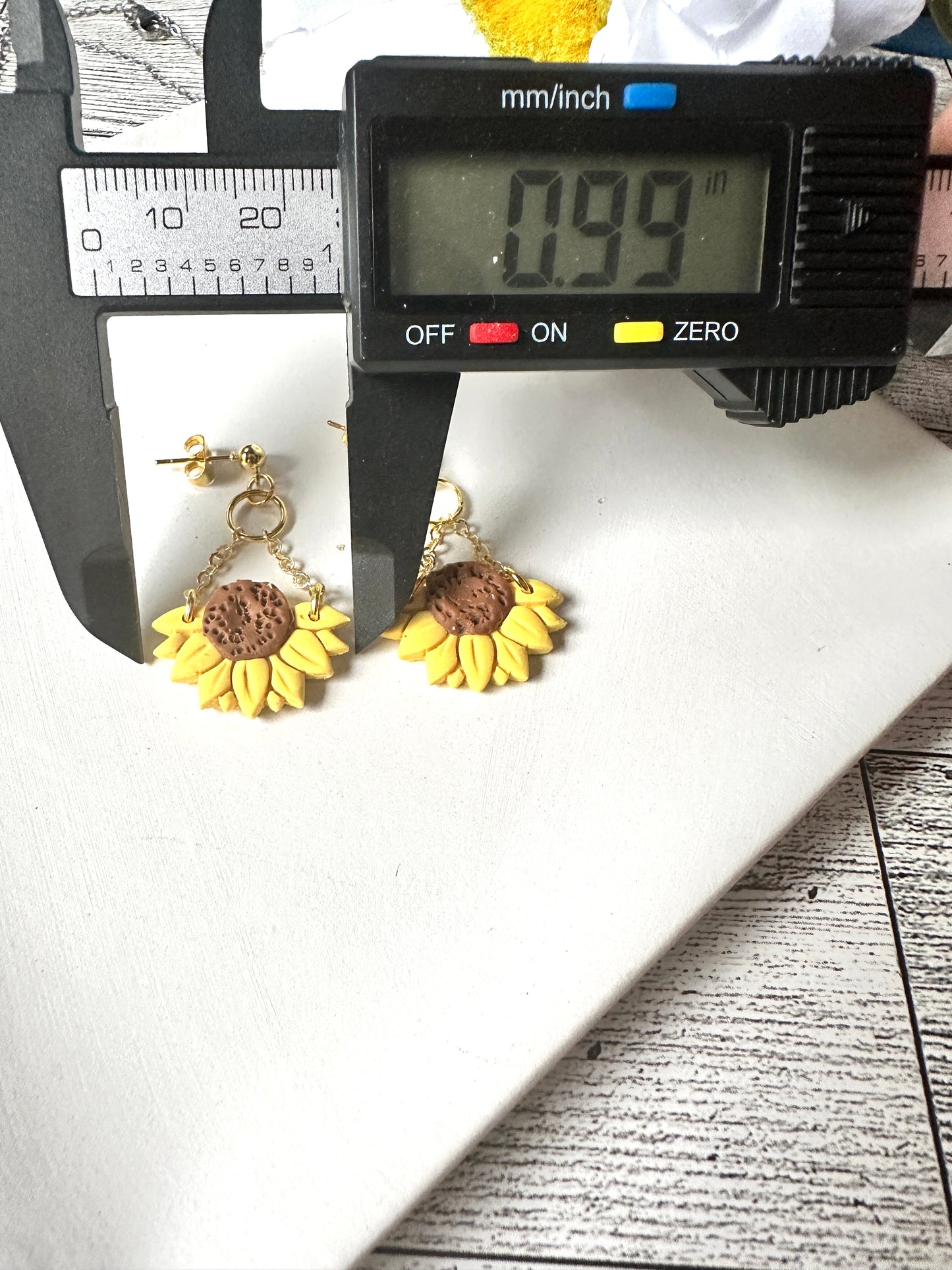 Enchanted Mini Sunflower Polymer Clay Dangle Earrings
