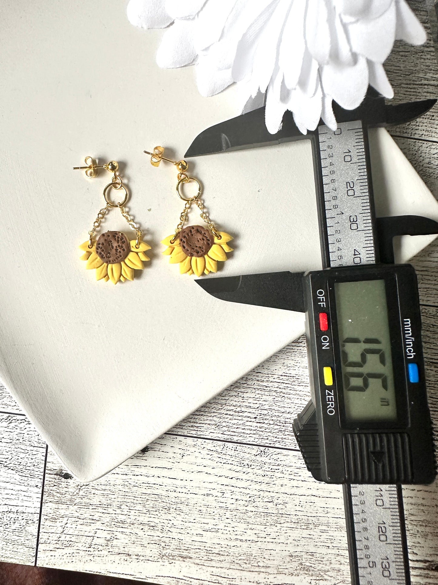Enchanted Mini Sunflower Polymer Clay Dangle Earrings