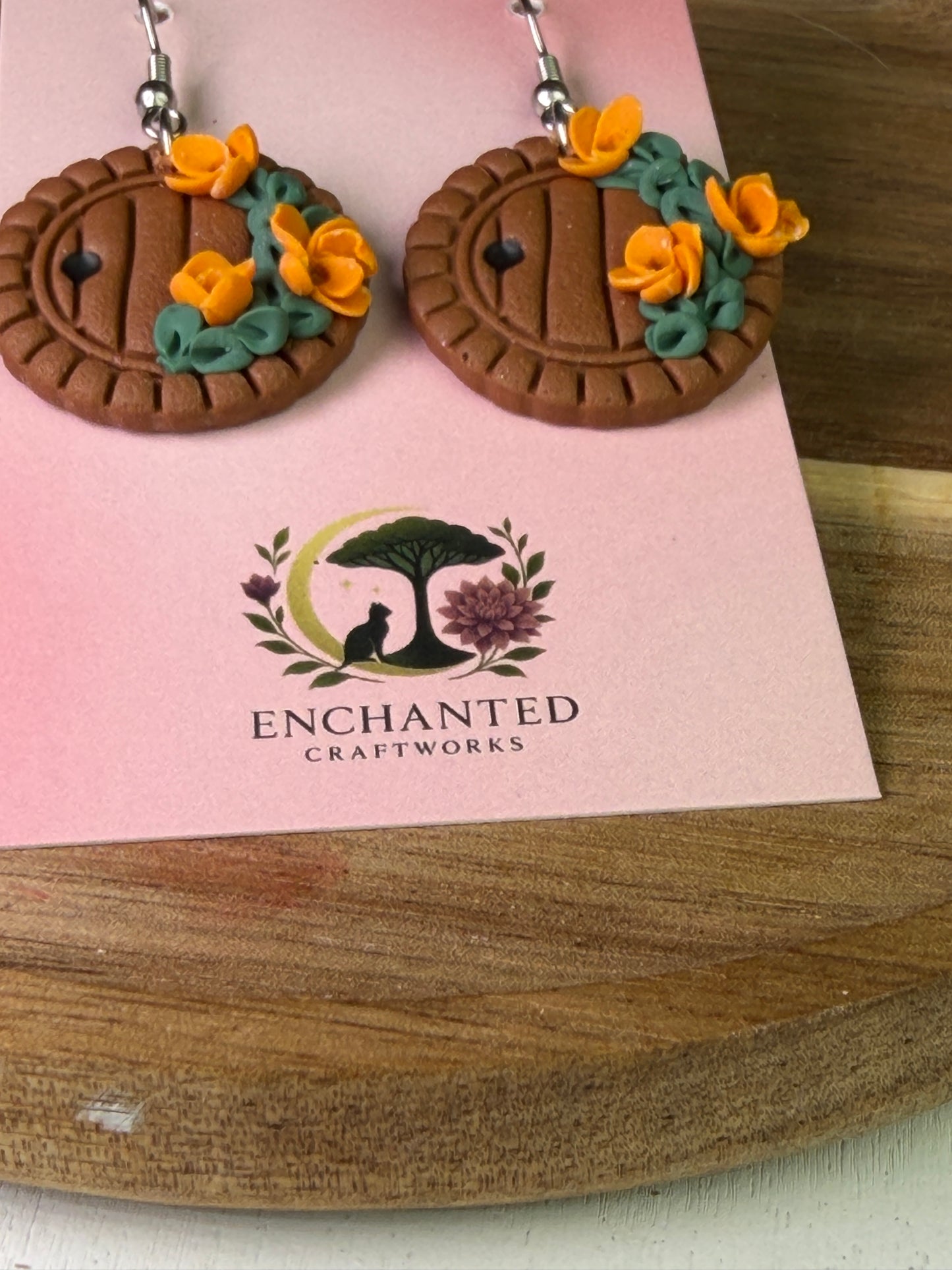 Enchanted Hobbit/ Fairy Door polymer Clay Dangle Earrings