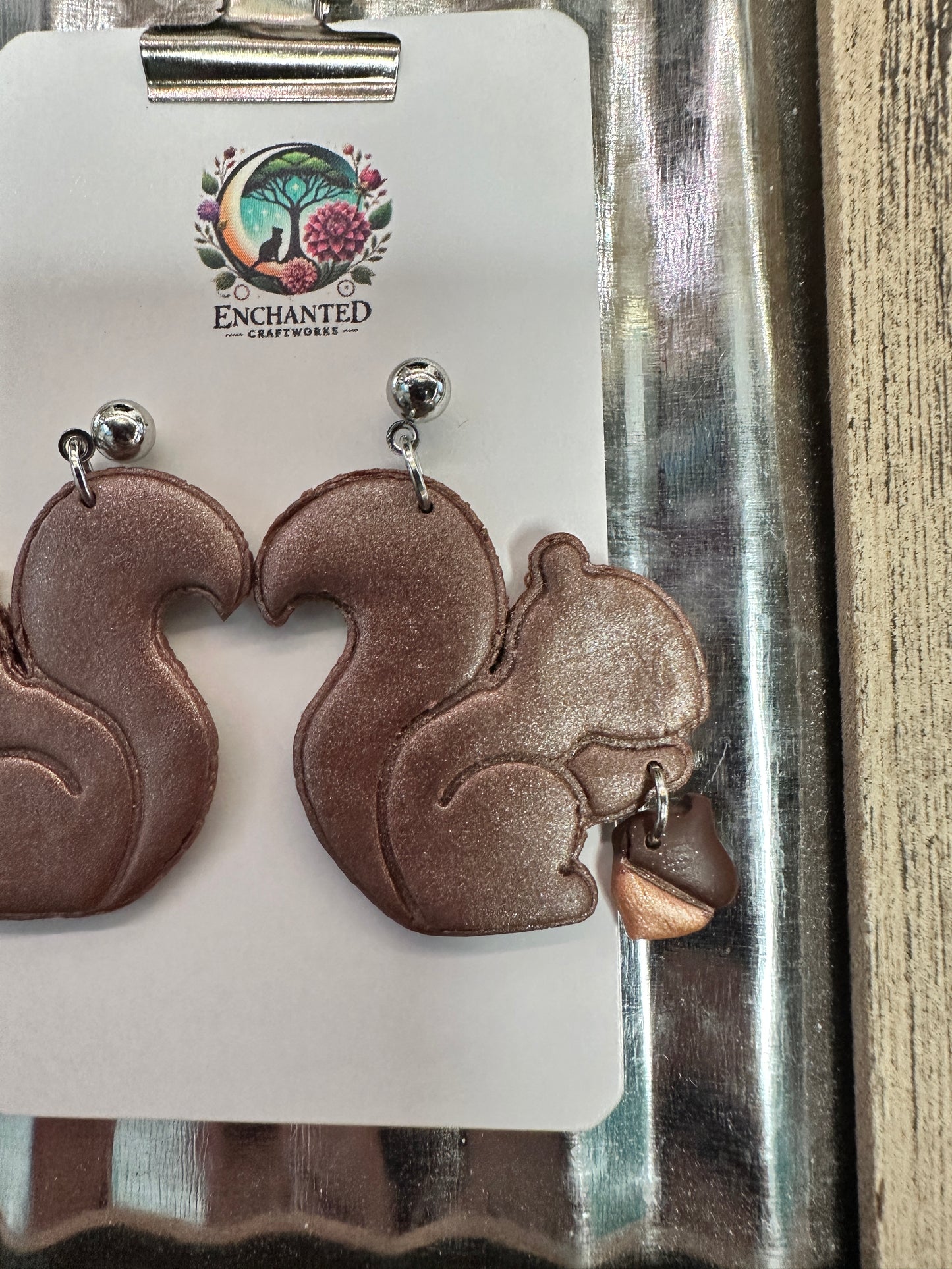 Nutty Love Dangles – Squirrel & Acorn Earrings