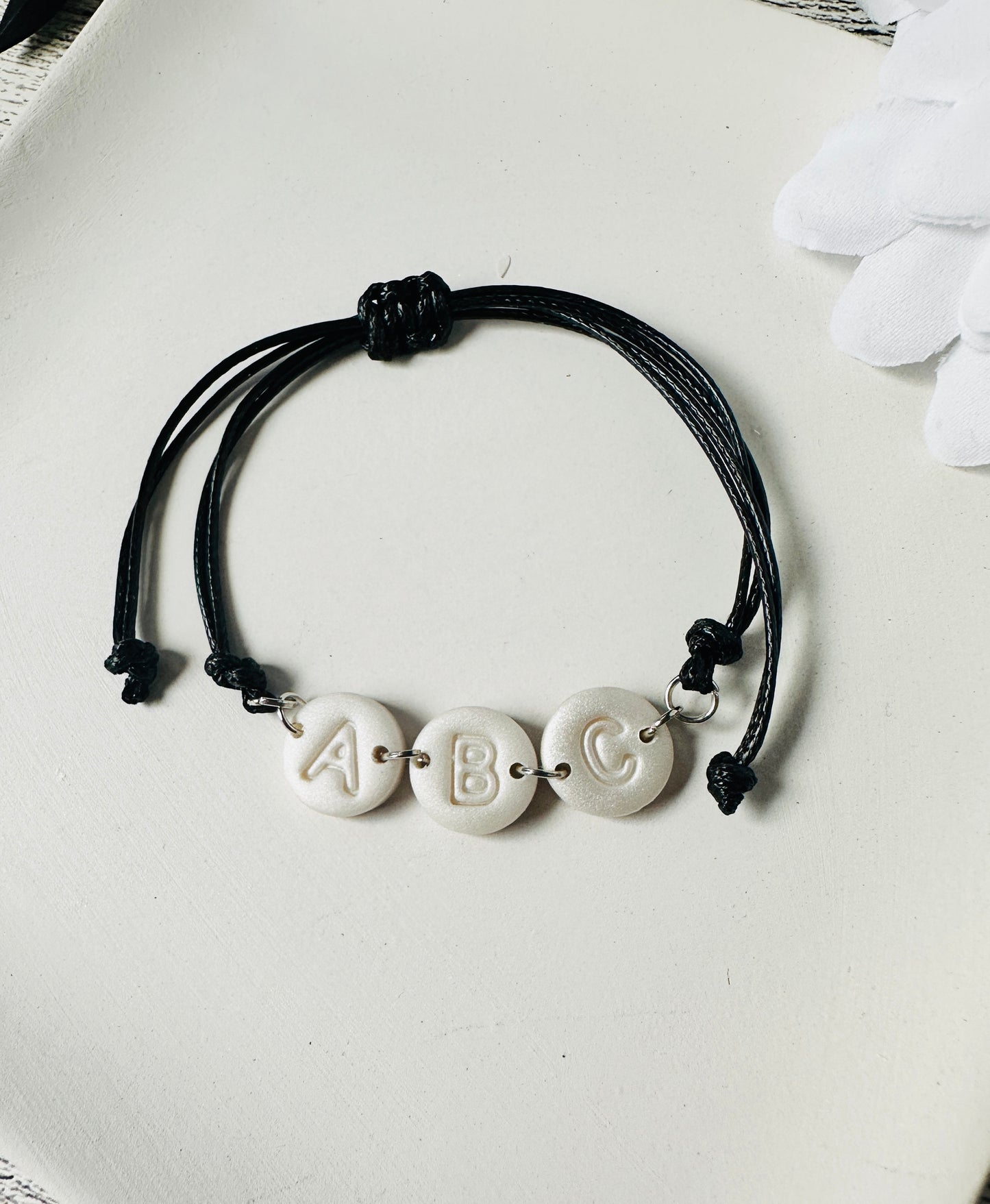 Enchanted Initial Polymer Clay Adjustable Bracelet