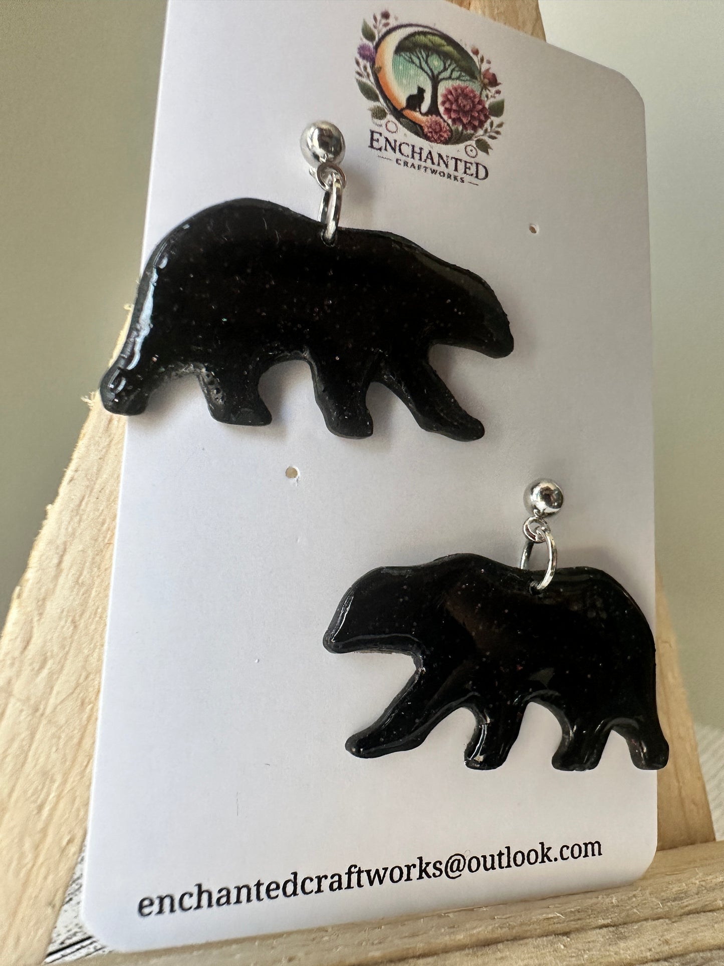 Wild Bear Dangle Earrings – Handmade Polymer Clay with Stainless Steel Posts