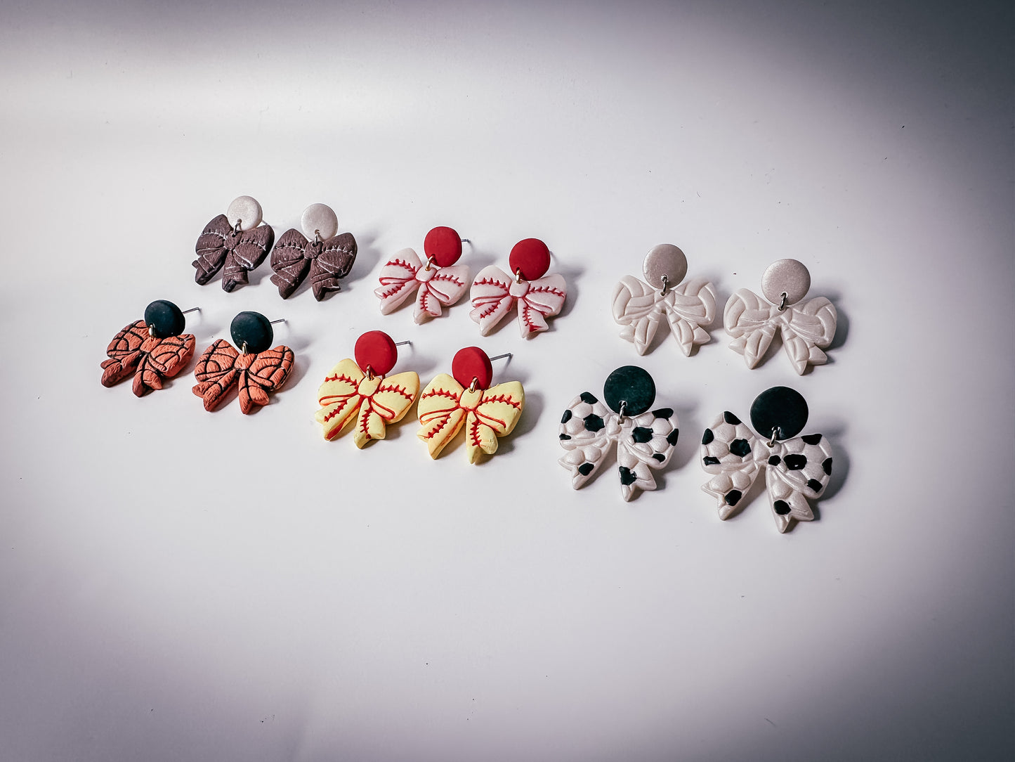 Enchanted Sideline Bows – Polymer Clay Dangle Earrings