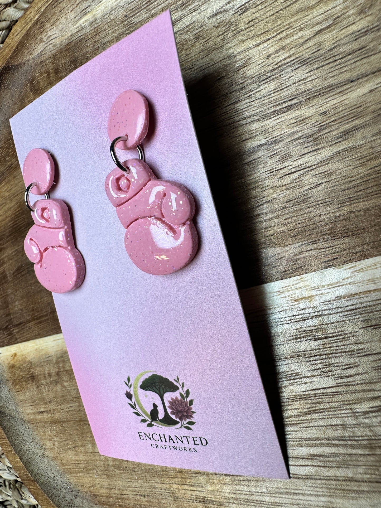 Enchanted Pink Boxing Glove Dangle Earrings