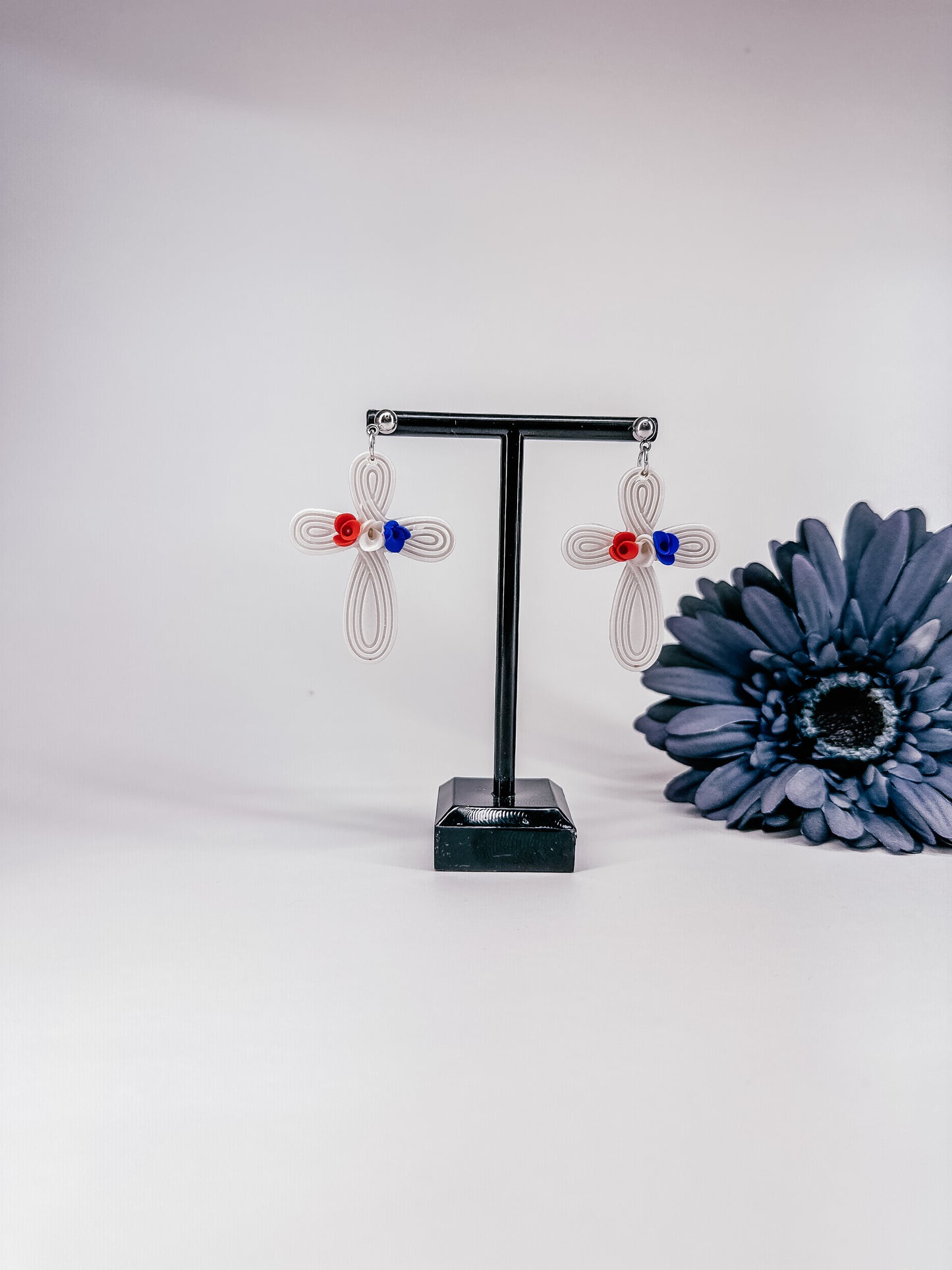 Enchanted Craftworks Remembrance Cross - Polymer Clay Dangle Earrings