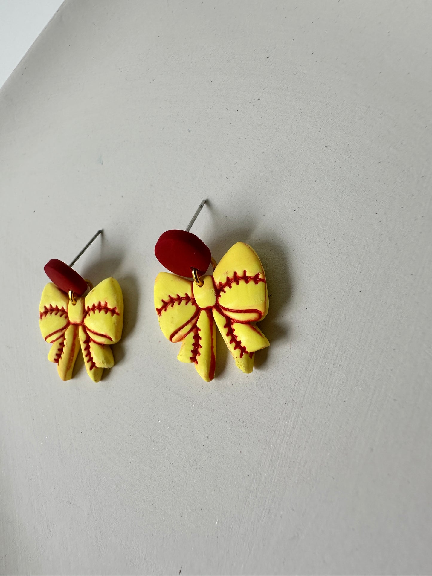 Enchanted Sideline Bows – Polymer Clay Dangle Earrings
