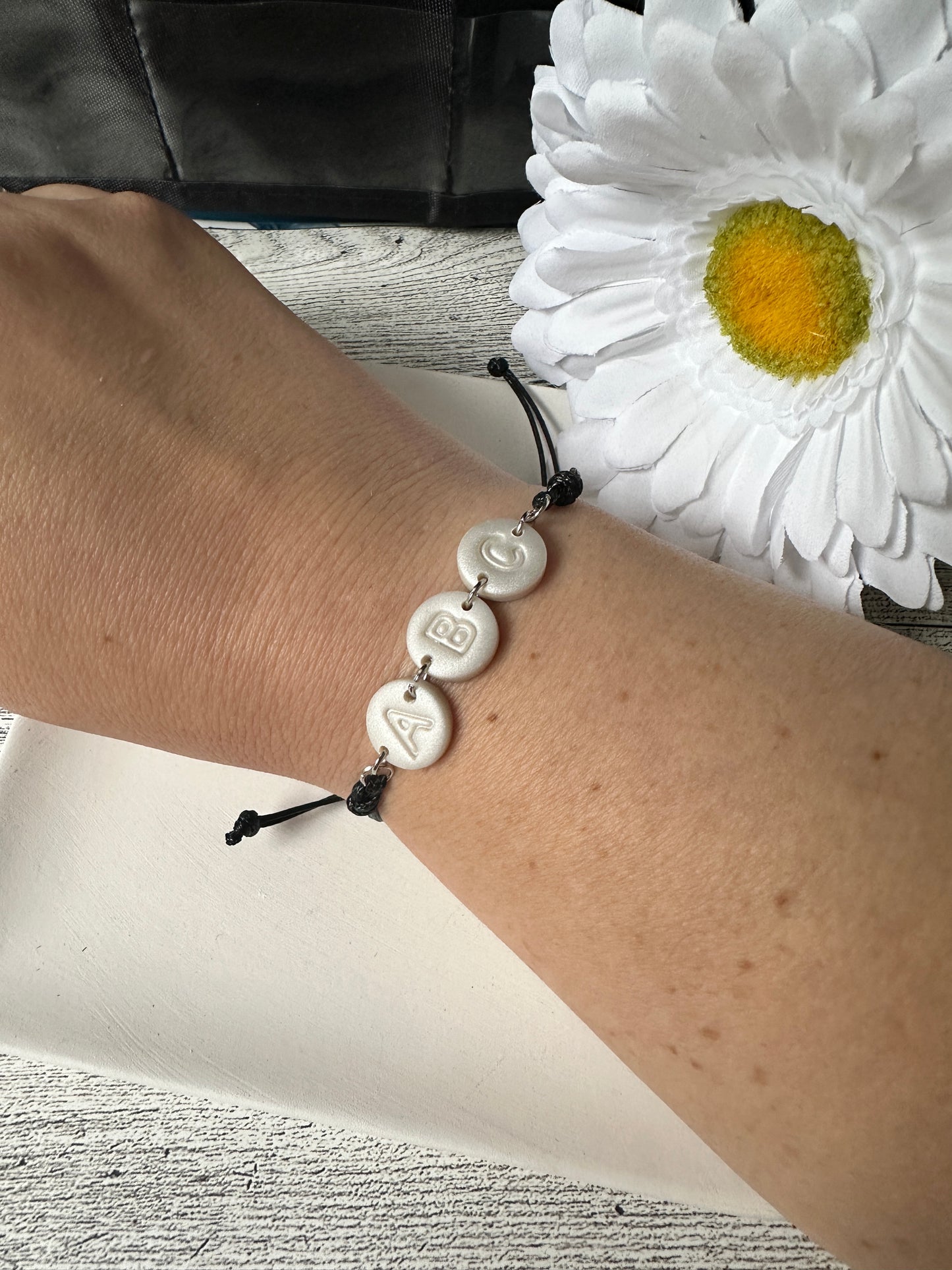 Enchanted Initial Polymer Clay Adjustable Bracelet