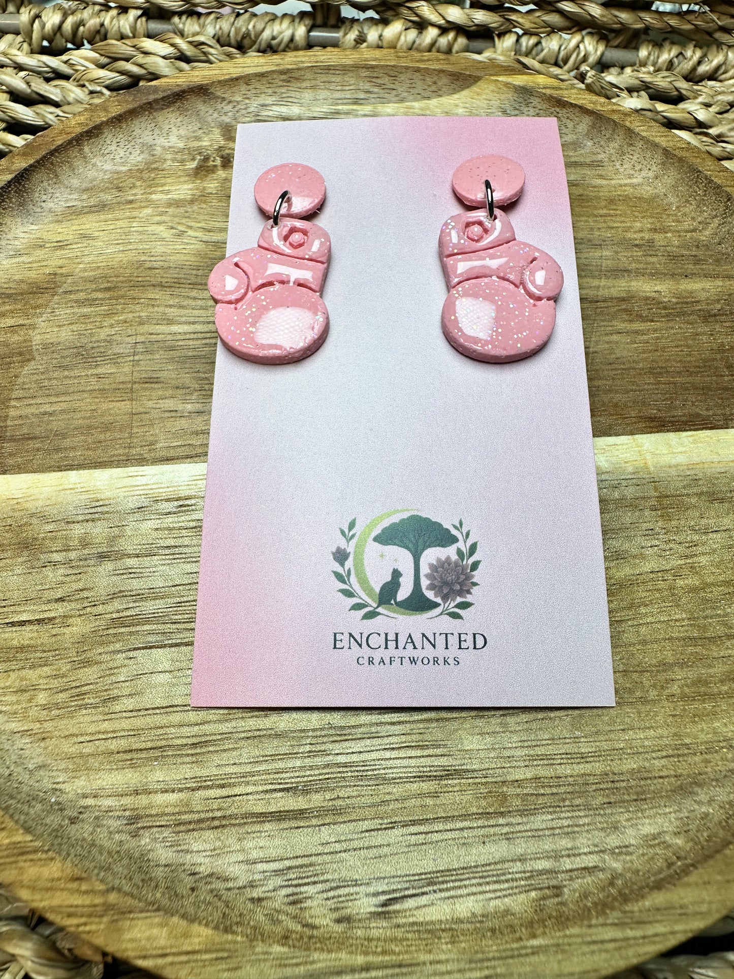Enchanted Pink Boxing Glove Dangle Earrings