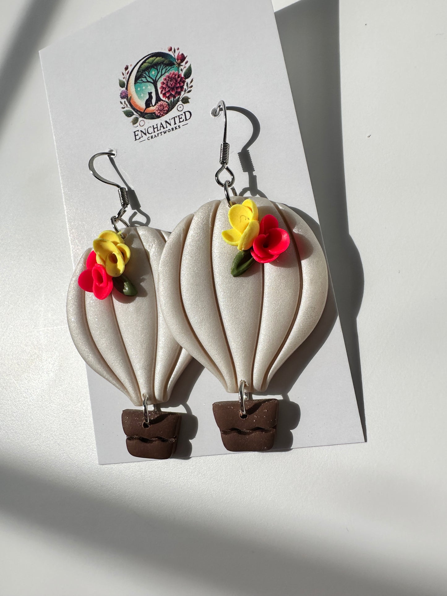 “Up, Up & Away” – Enchanted Hot Air Balloon Polymer Clay Earrings