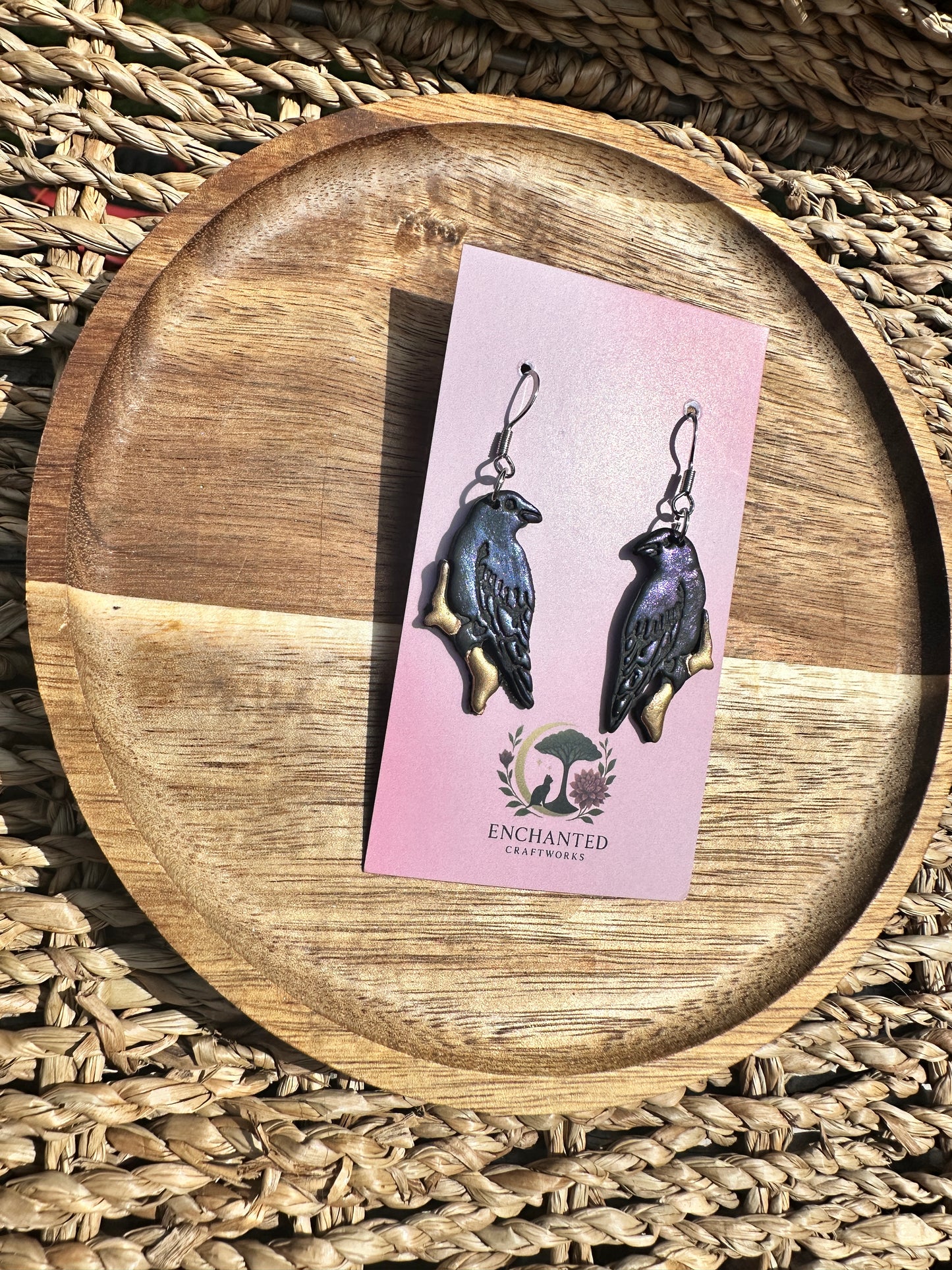Enchanted Raven Polymer Clay Earrings