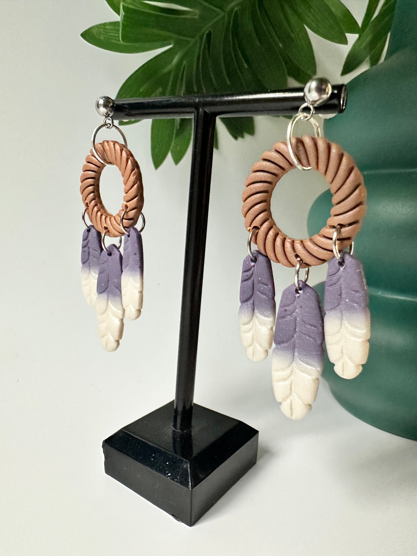 Enchanted Dream Catcher Polymer Clay Dangle Earrings