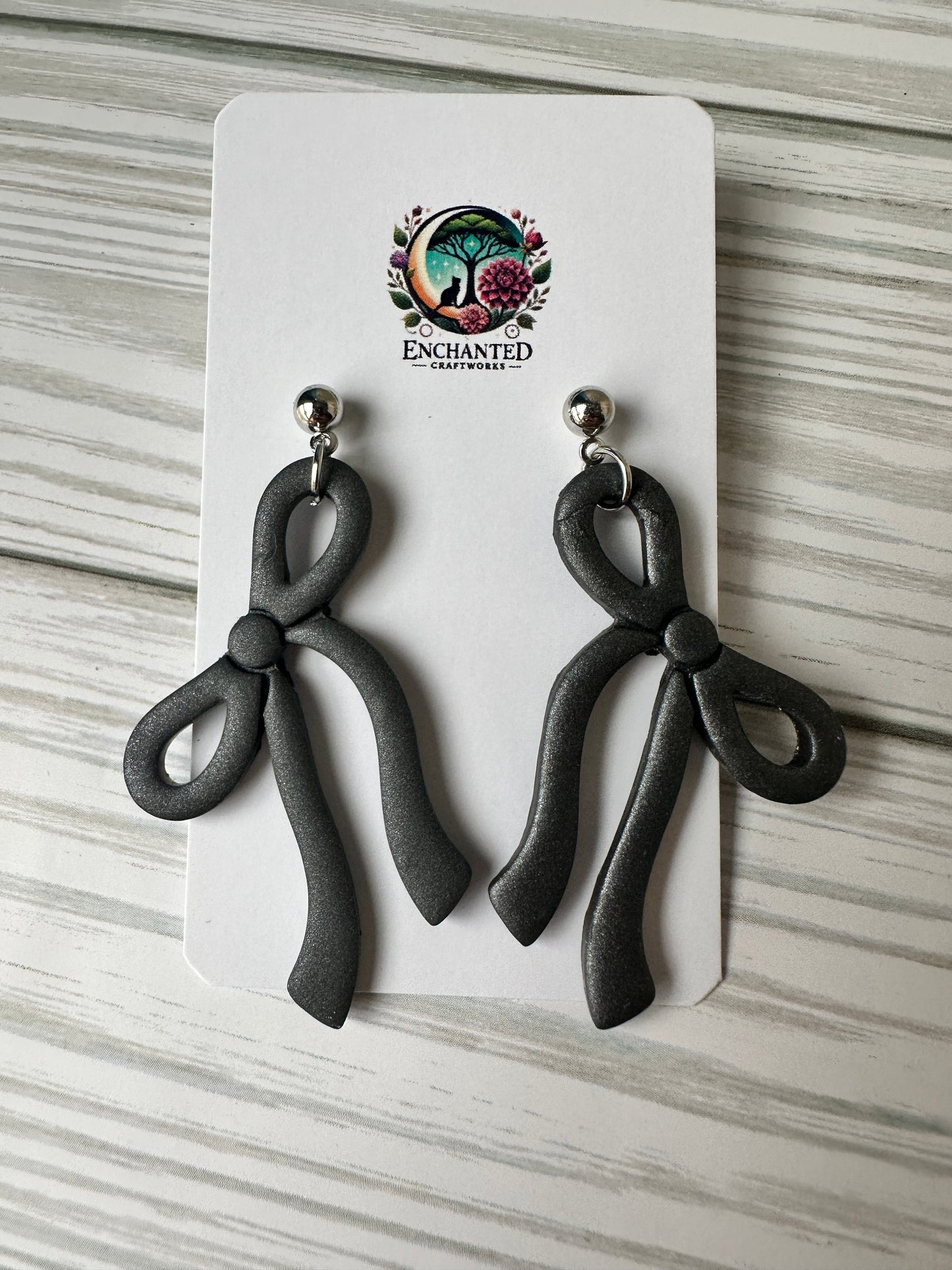 Handcrafted Polymer Clay Bow Earrings – Stainless Steel Posts