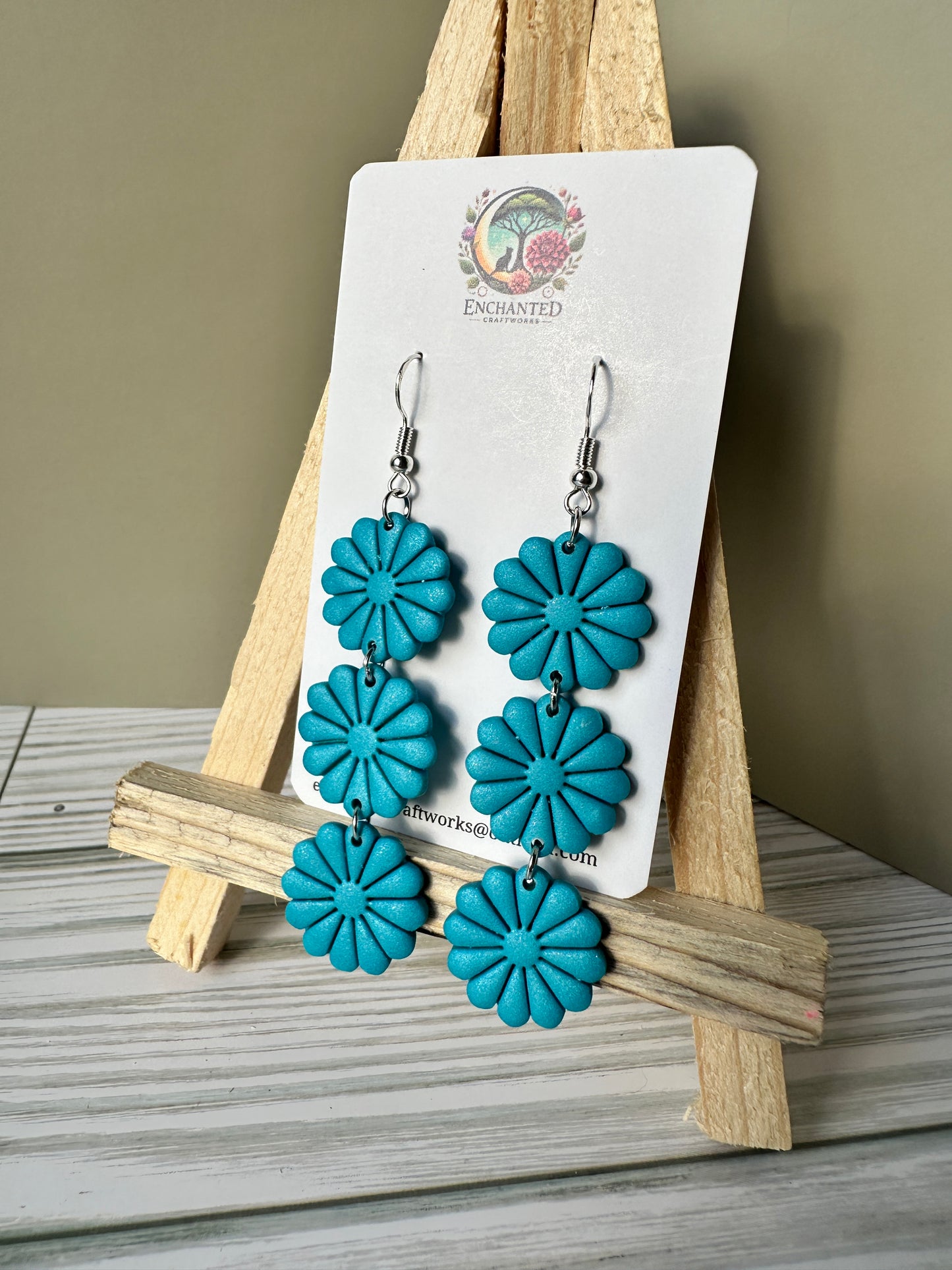 Enchanted Daisy Dangles – Handcrafted Polymer Clay Earrings