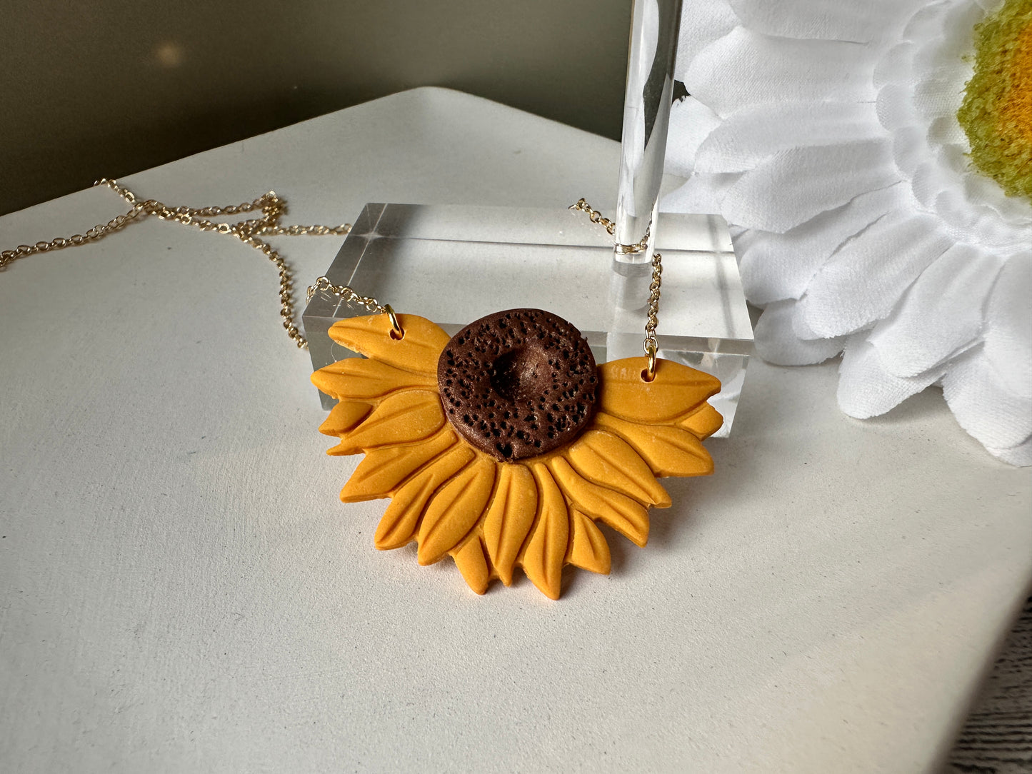 Enchanted Sunflower Stud Earring and Necklace Combo