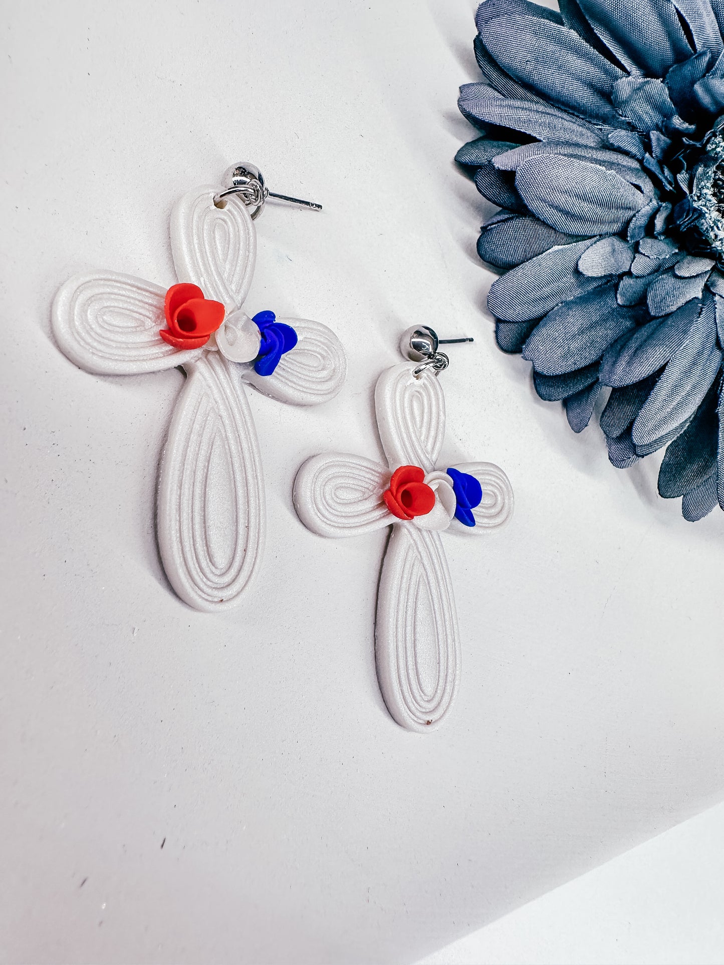 Enchanted Craftworks Remembrance Cross - Polymer Clay Dangle Earrings