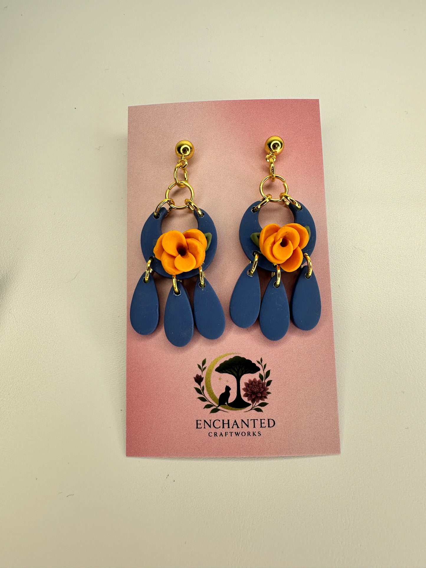 Enchanted Boho Blossom Dangles – Handmade Polymer Clay Earrings
