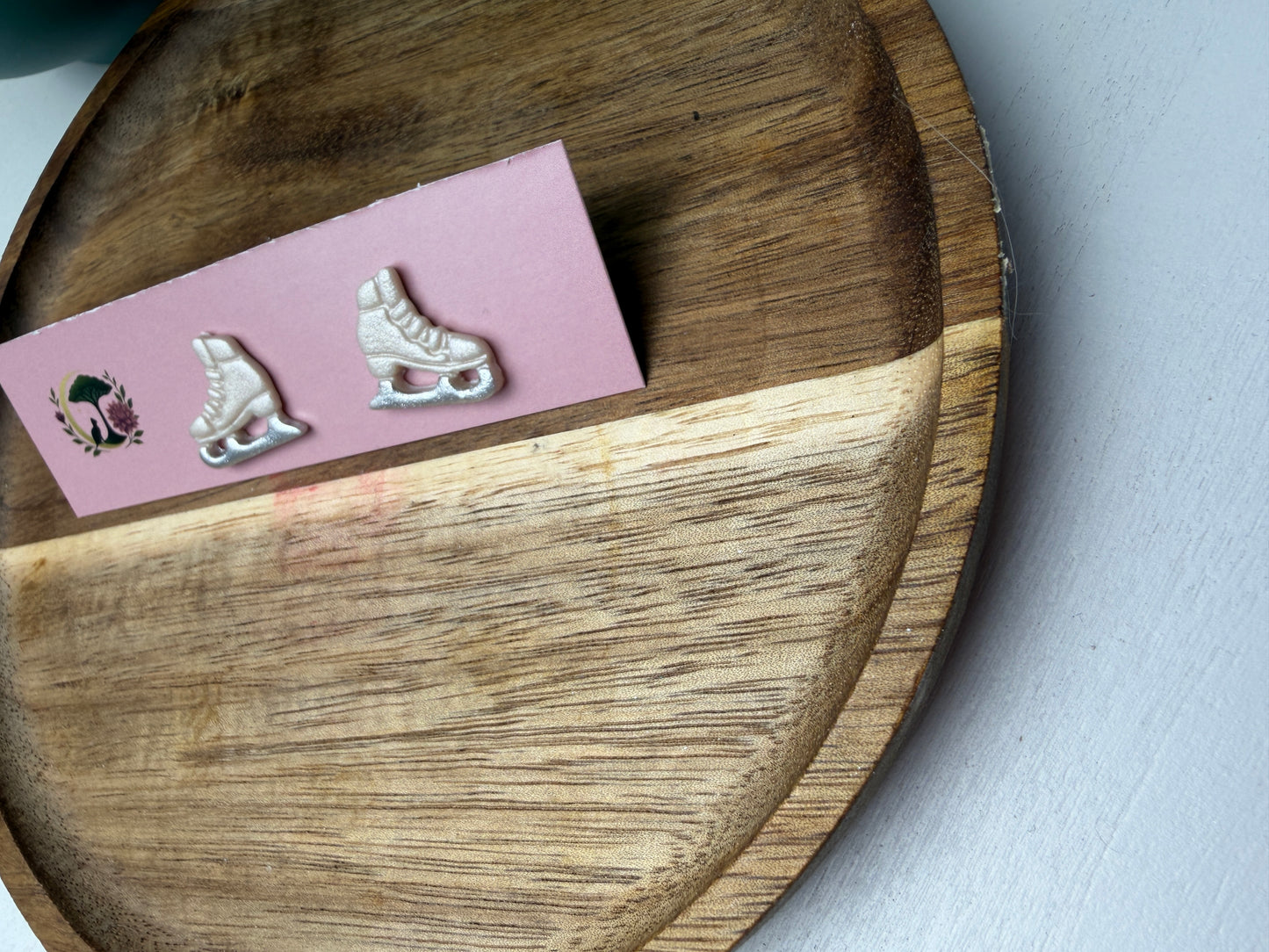 Enchanted Sparkling Ice Skate Studs – Handmade Winter Wonderland Earrings