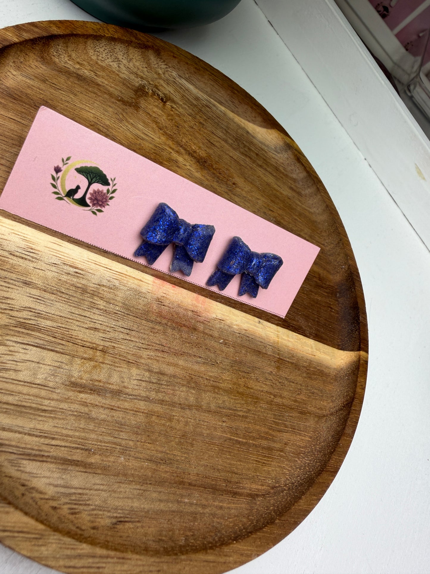 Small Hand-Folded Bow Studs – Handmade Polymer Clay Earrings