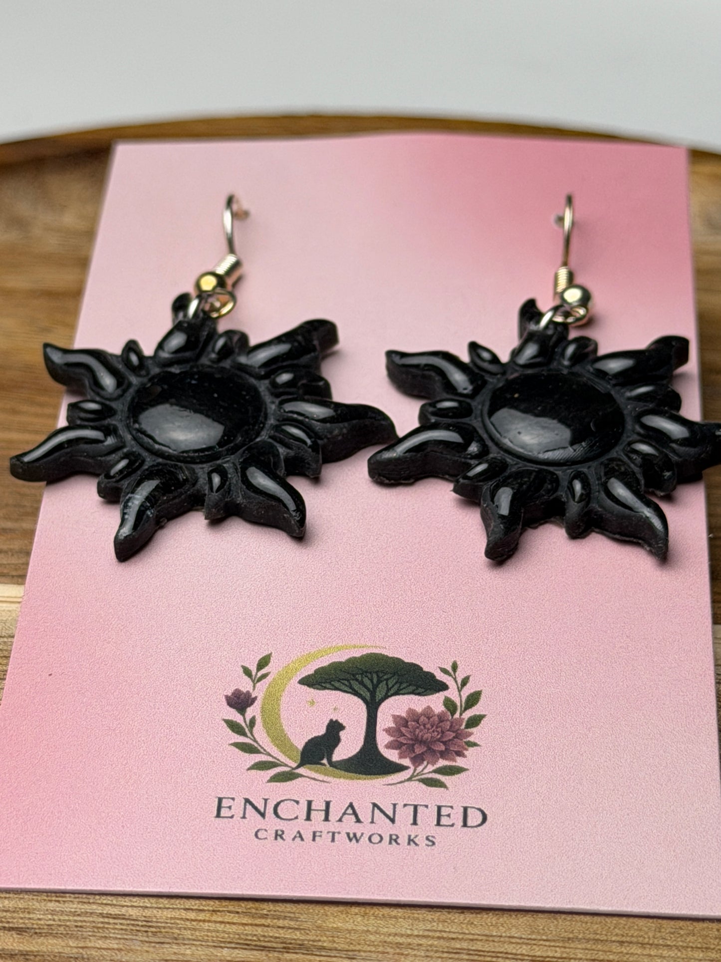 Midnight Sun Dangle Earrings – Handmade Polymer Clay Statement Pieces