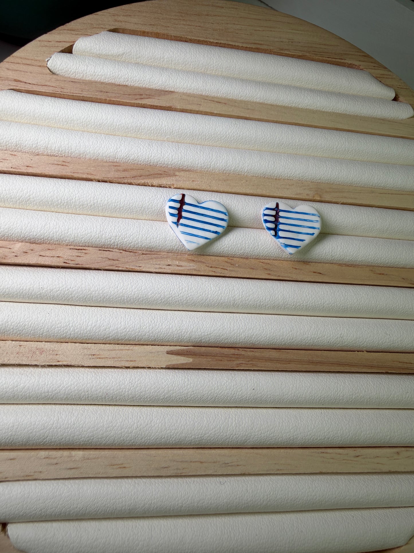 Lined Paper Heart Stud Earrings