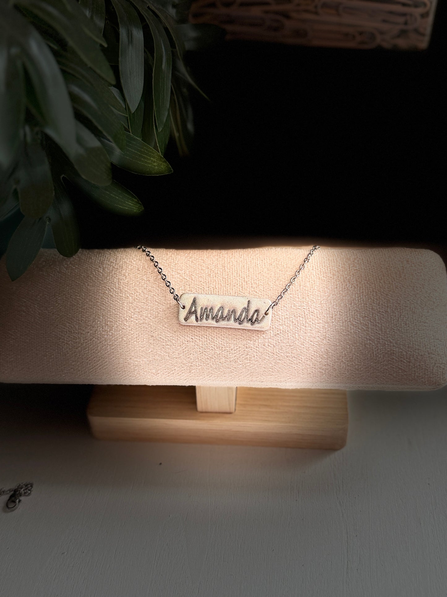 Custom Stamped Polymer Clay Necklace