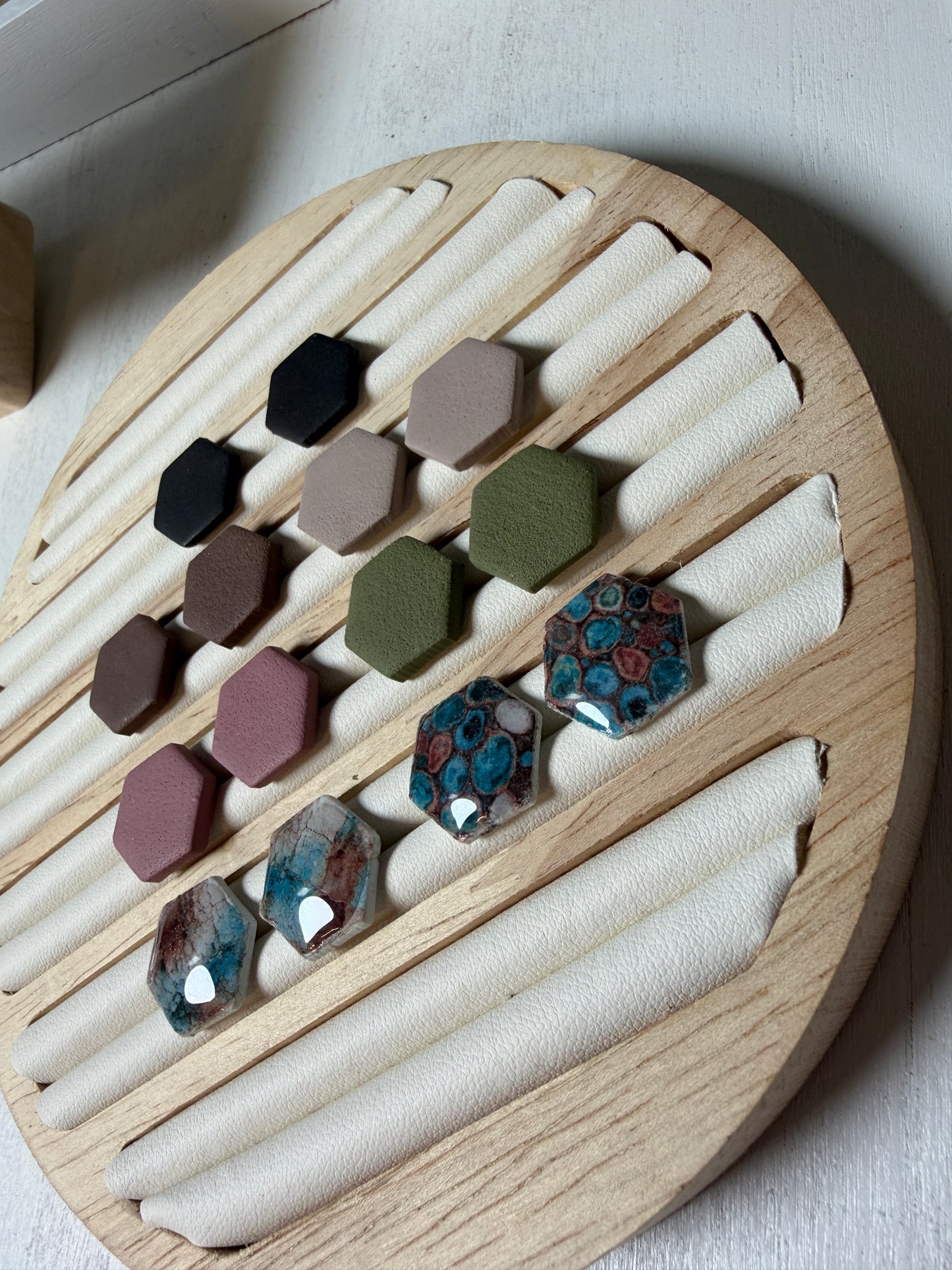 Classic Hex Stud Polymer Clay Earrings
