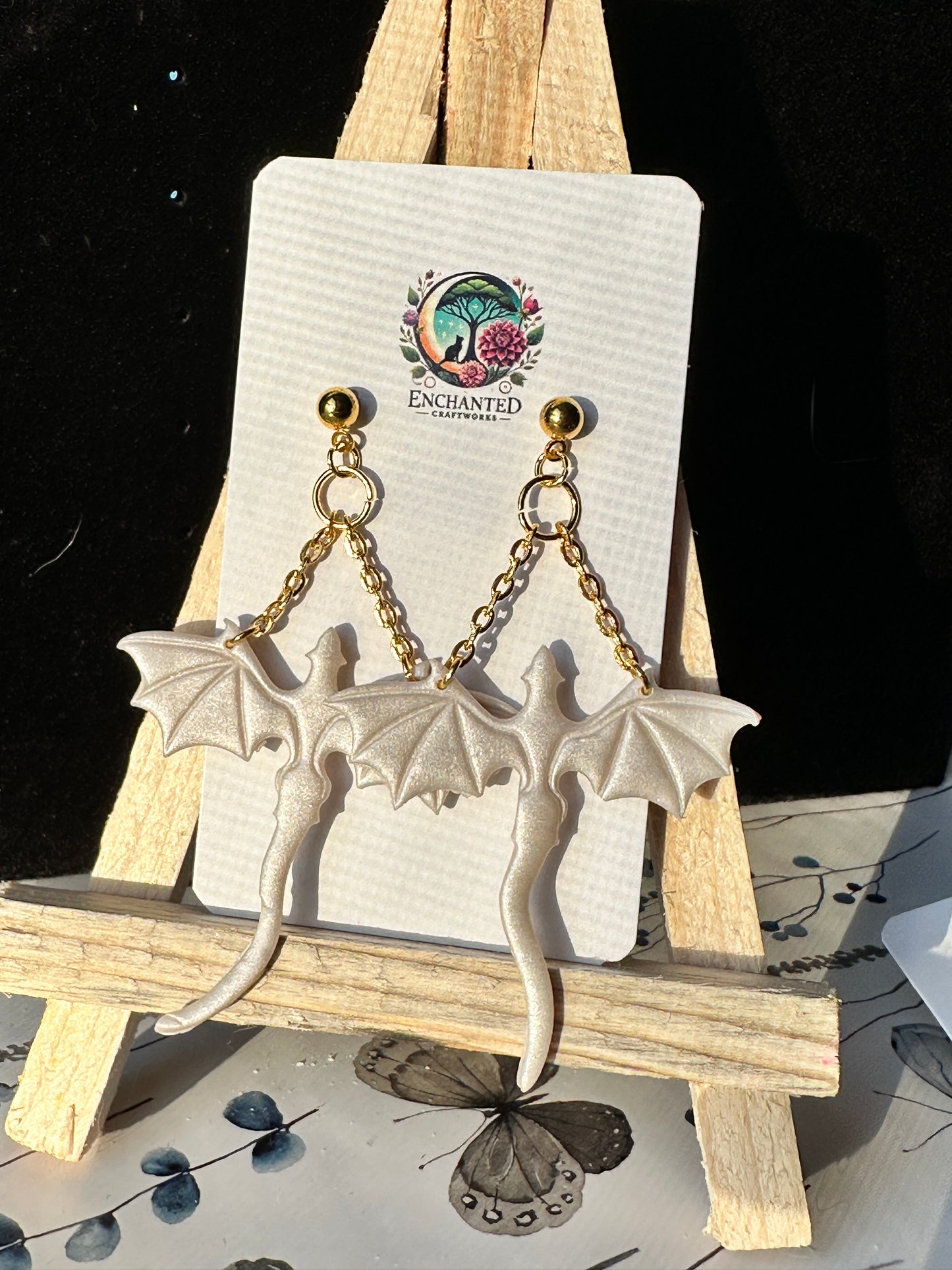 Handmade Dragon Wing Dangle Earrings β Unique & Edgy