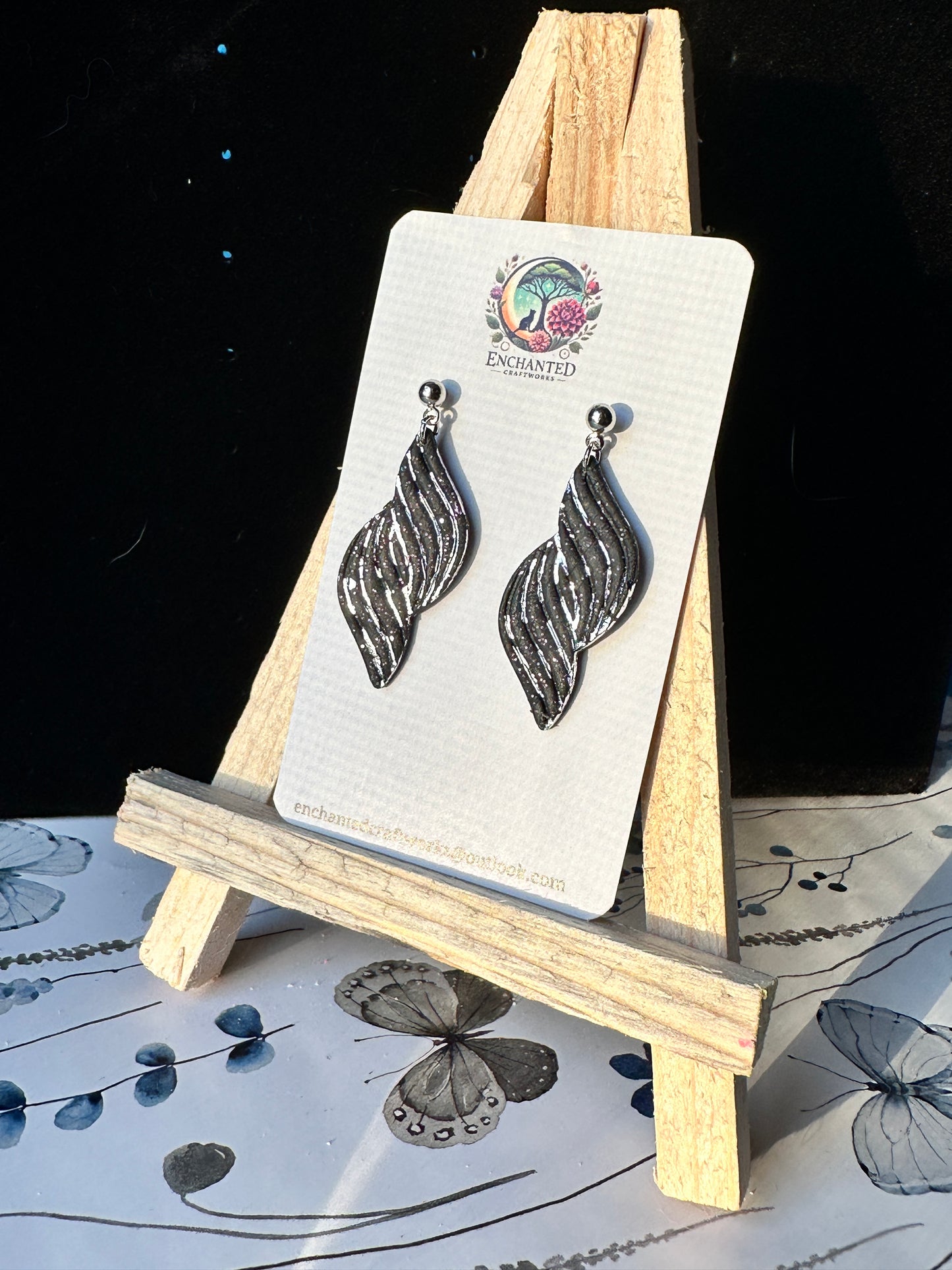 Whisper Waves - Handcrafted Polymer Clay Dangle Earrings