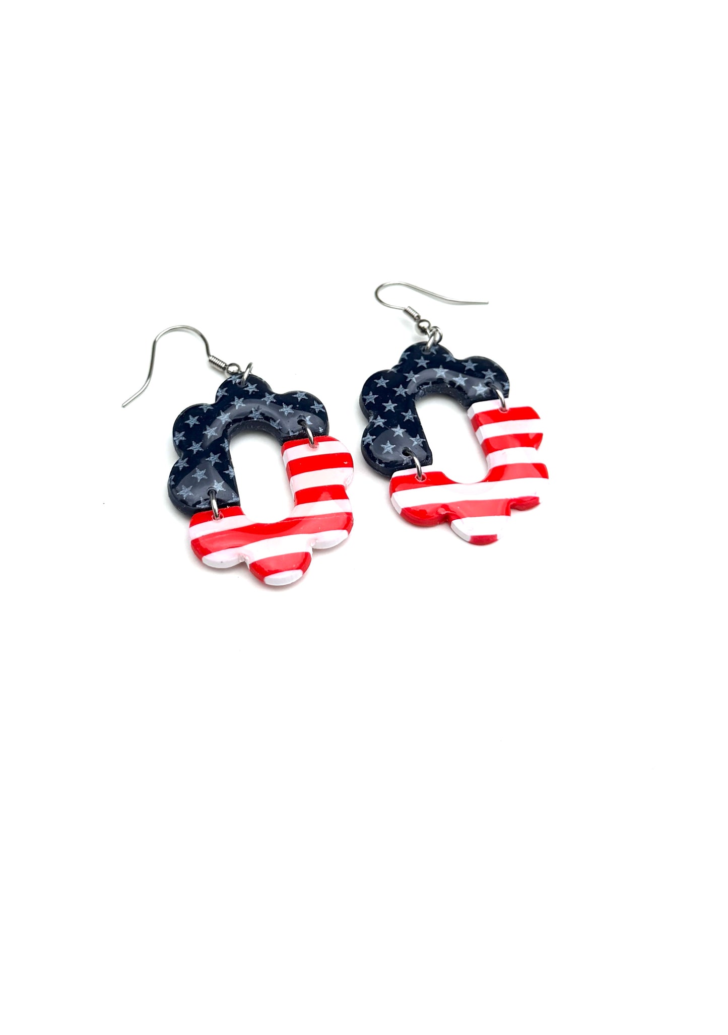 Star-Spangled Arch Dangles | Red White Blue Dangle Earrings | 4th of July Earrings | Americana Jewelry | Statement Clay Earrings | Handmade Earrings