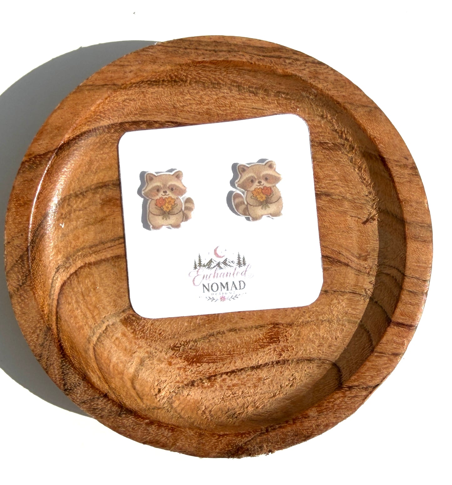 Raccoon Stud Earrings | Cute Woodland Animal Earrings | Forest Critter Studs | Nature Lover Gift | Lightweight Earrings