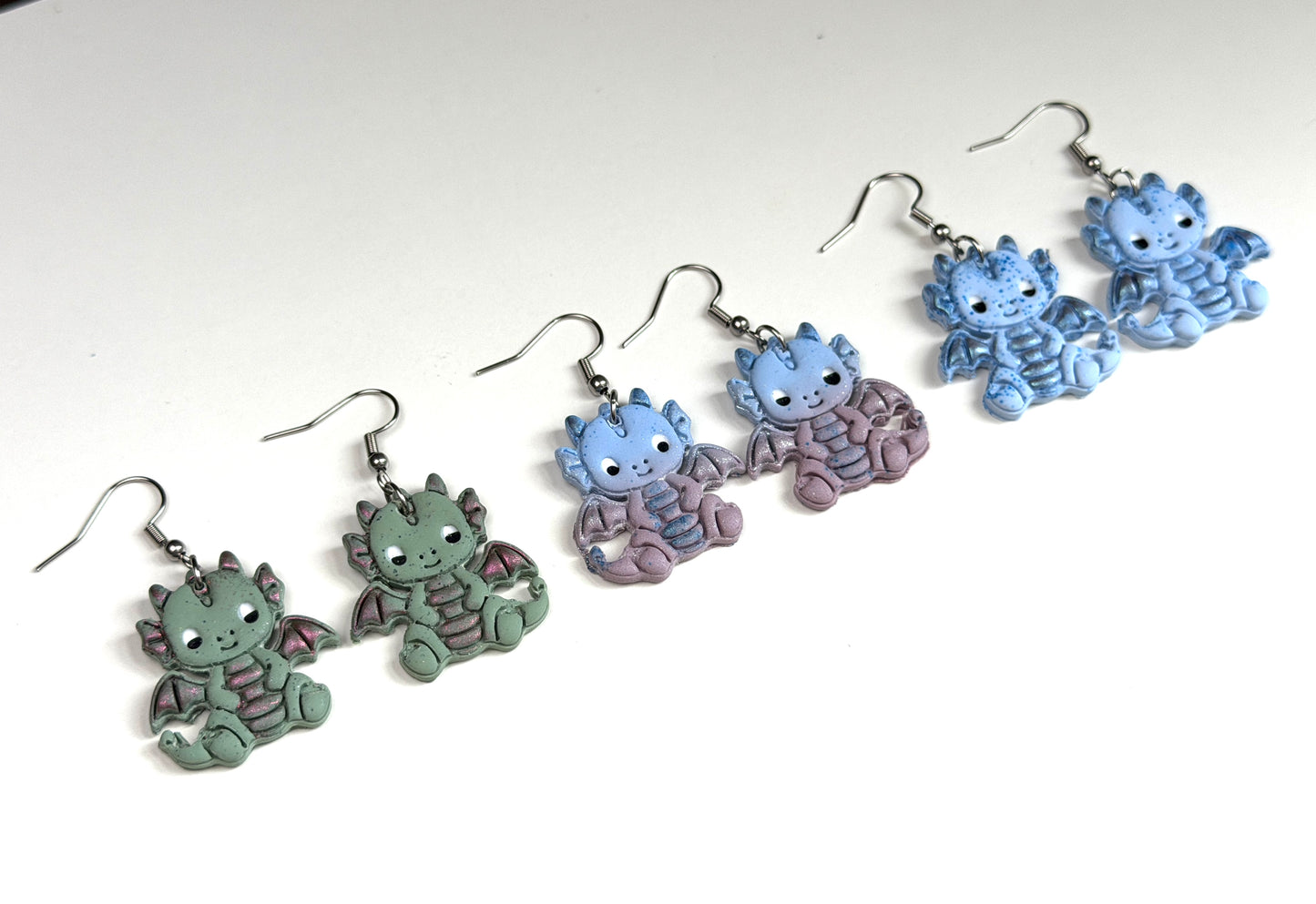 Baby Dragon Polymer Clay Earrings | Cute Dragon Dangle Earrings | Fantasy Dragon Jewelry | Kawaii Dragon Earrings | Handmade Lightweight Gift for Her