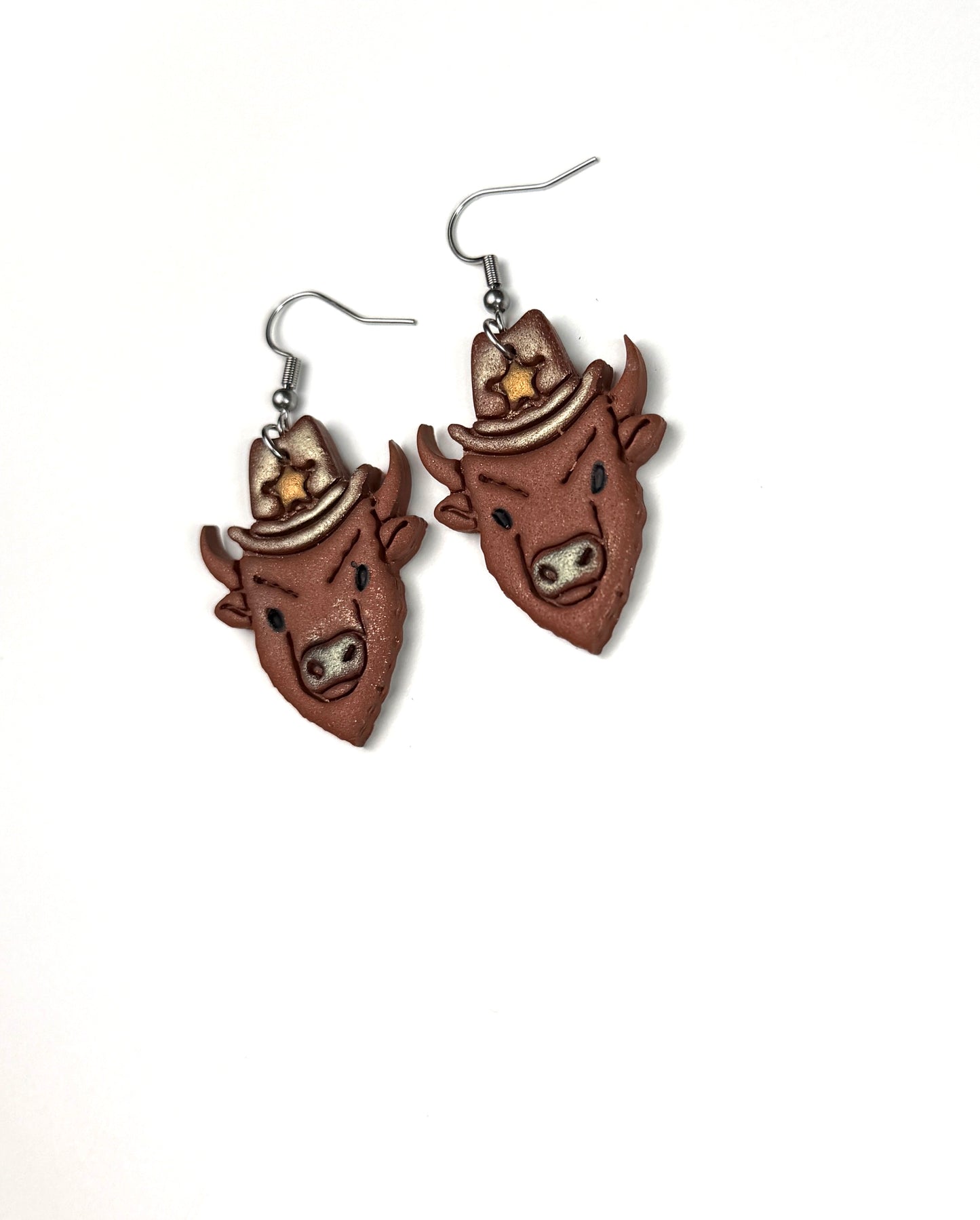 Buffalo Bison Earrings, Western Animal Earrings, Rustic Country Jewelry, Handmade Lightweight Earrings, Cowgirl Gift, Nature Lover Gift