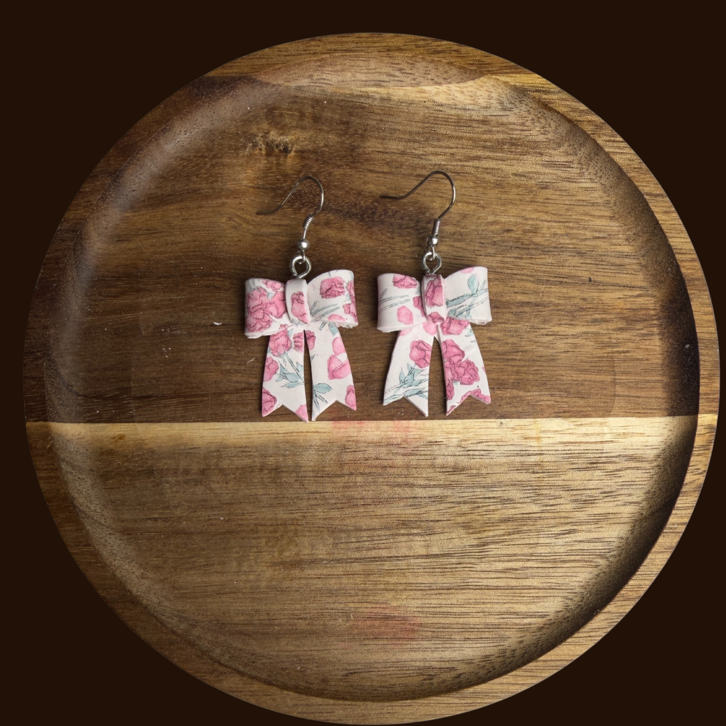 Handcrafted Bow Dangle Earrings