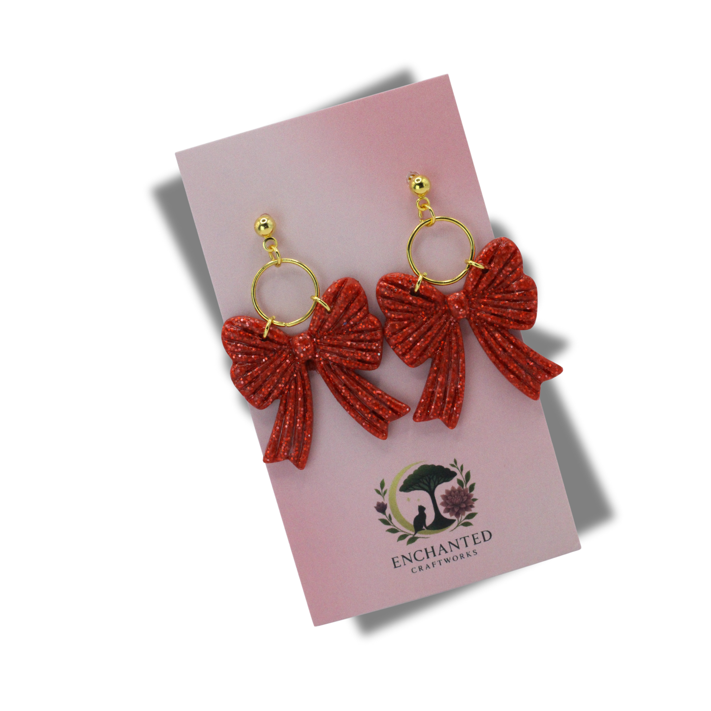 Bow Hoop Polymer Clay Dangle Earrings