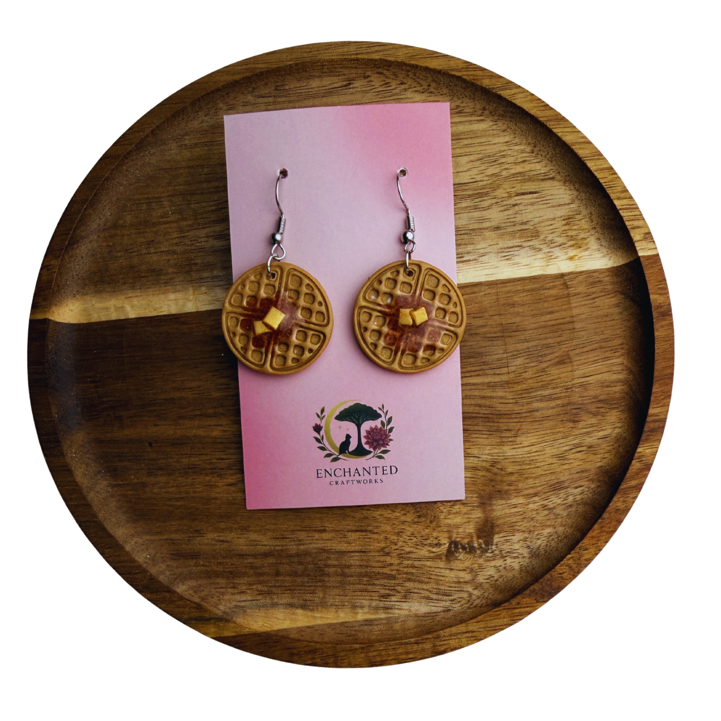 Enchanted Waffle Polymer Clay Dangle Earrings
