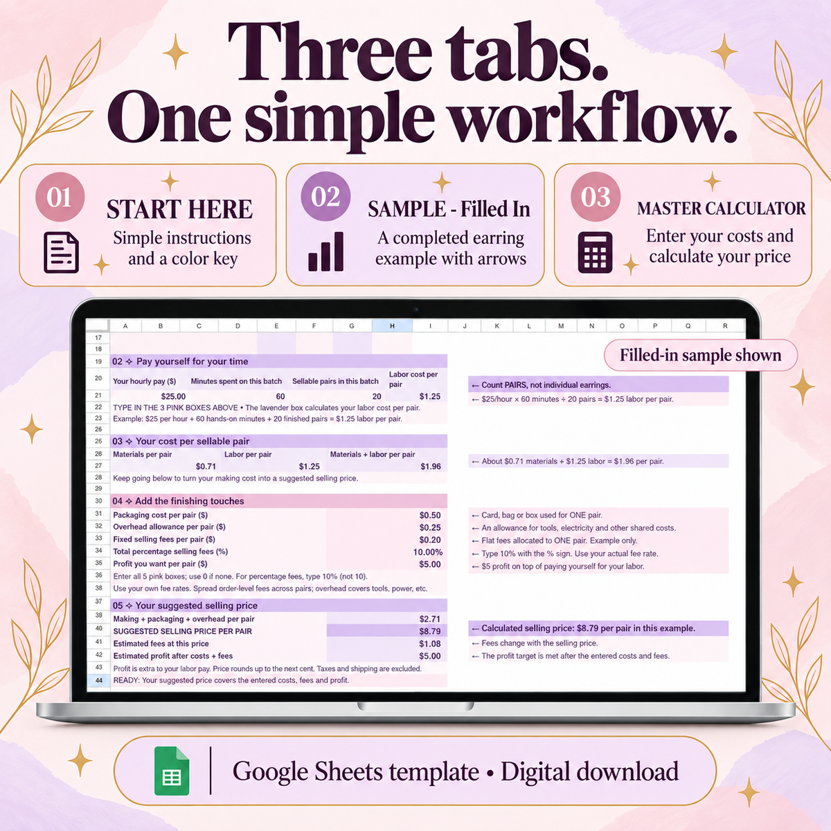 Earring Pricing Calculator — Google Sheets Template
