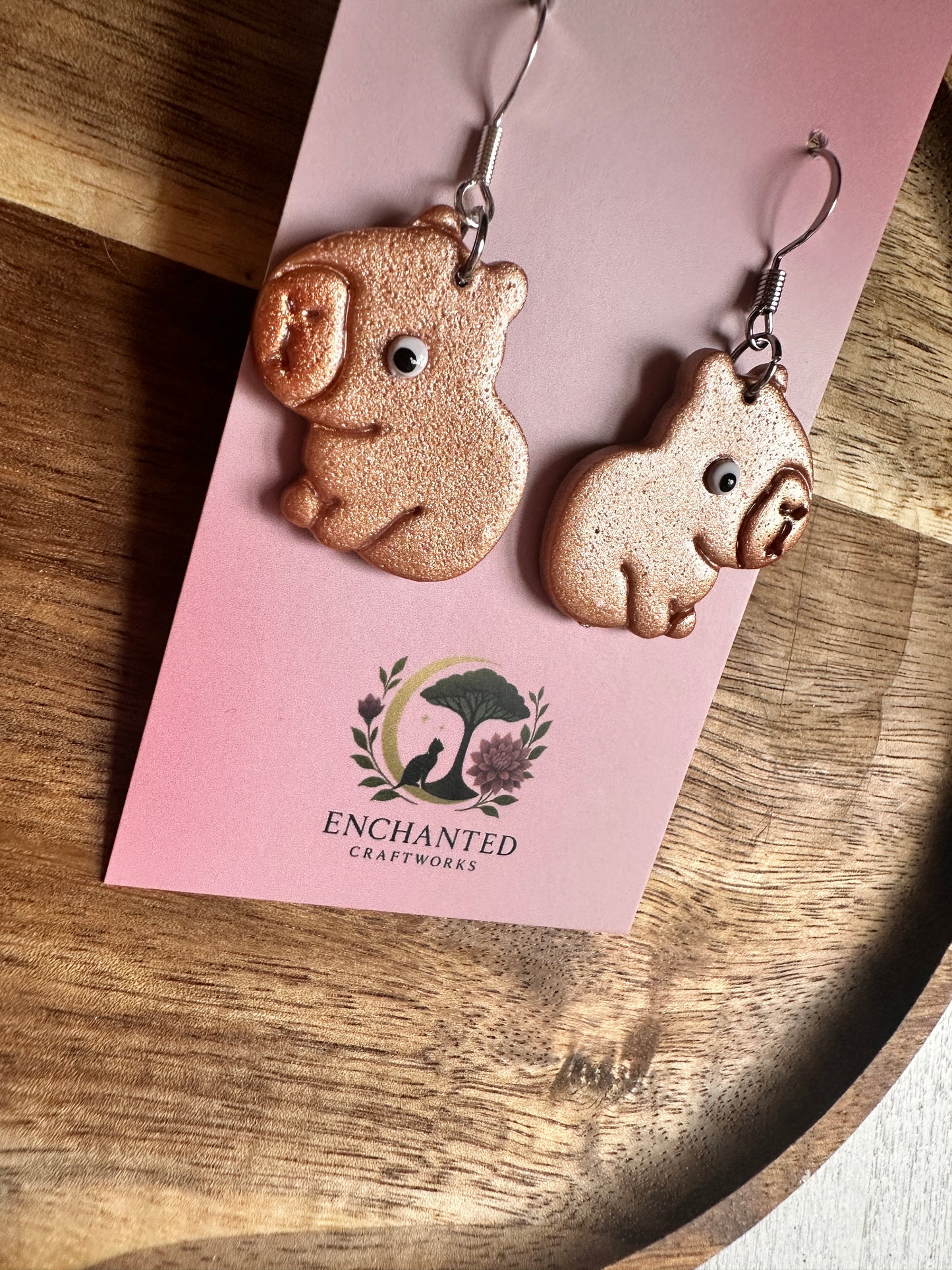 Capybara Polymer Clay Dangle Earrings