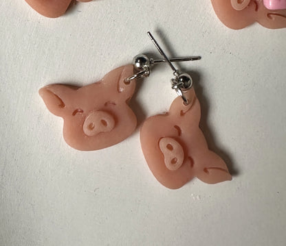 Enchanted Piglets | Pig | Farm Animal Polymer Clay Dangle Earrings