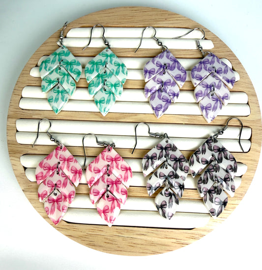 Enchanted Bow Leaf Trio Cascade Dangles