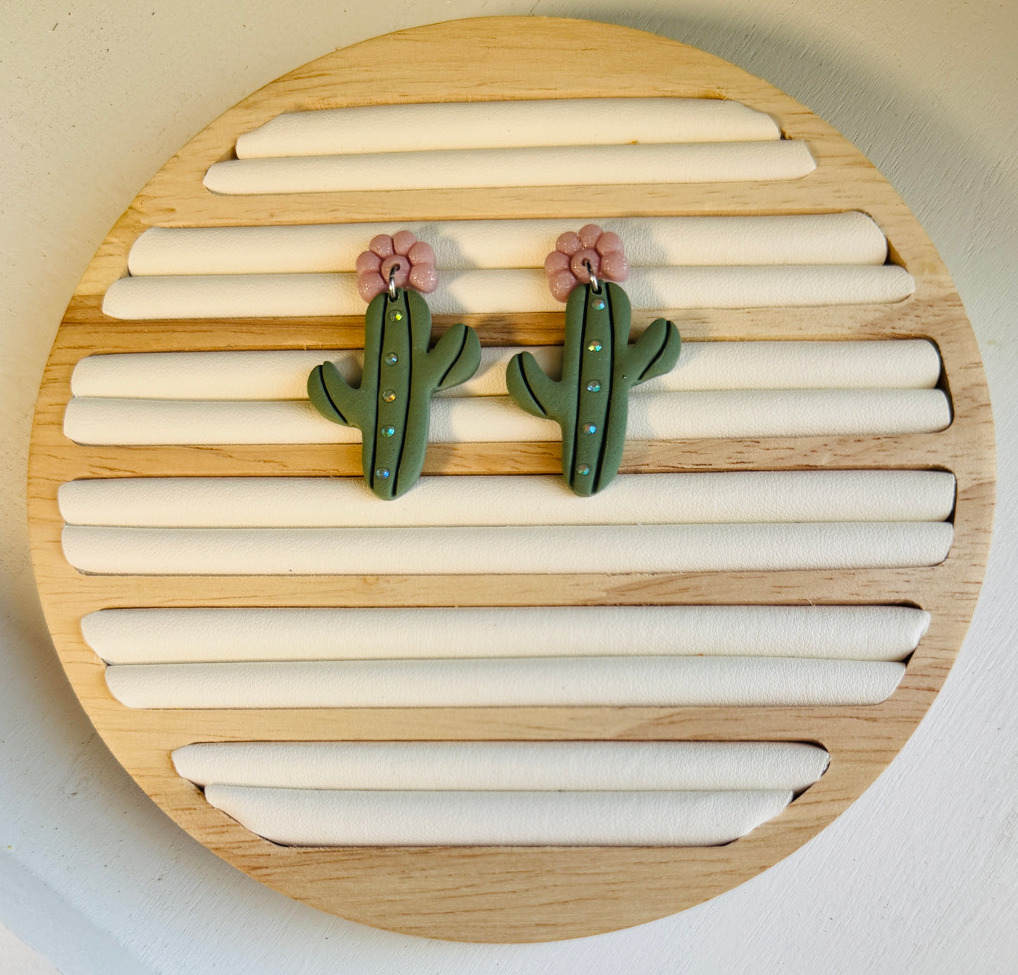 Desert Bloom Cactus Dangle Polymer Clay Earrings