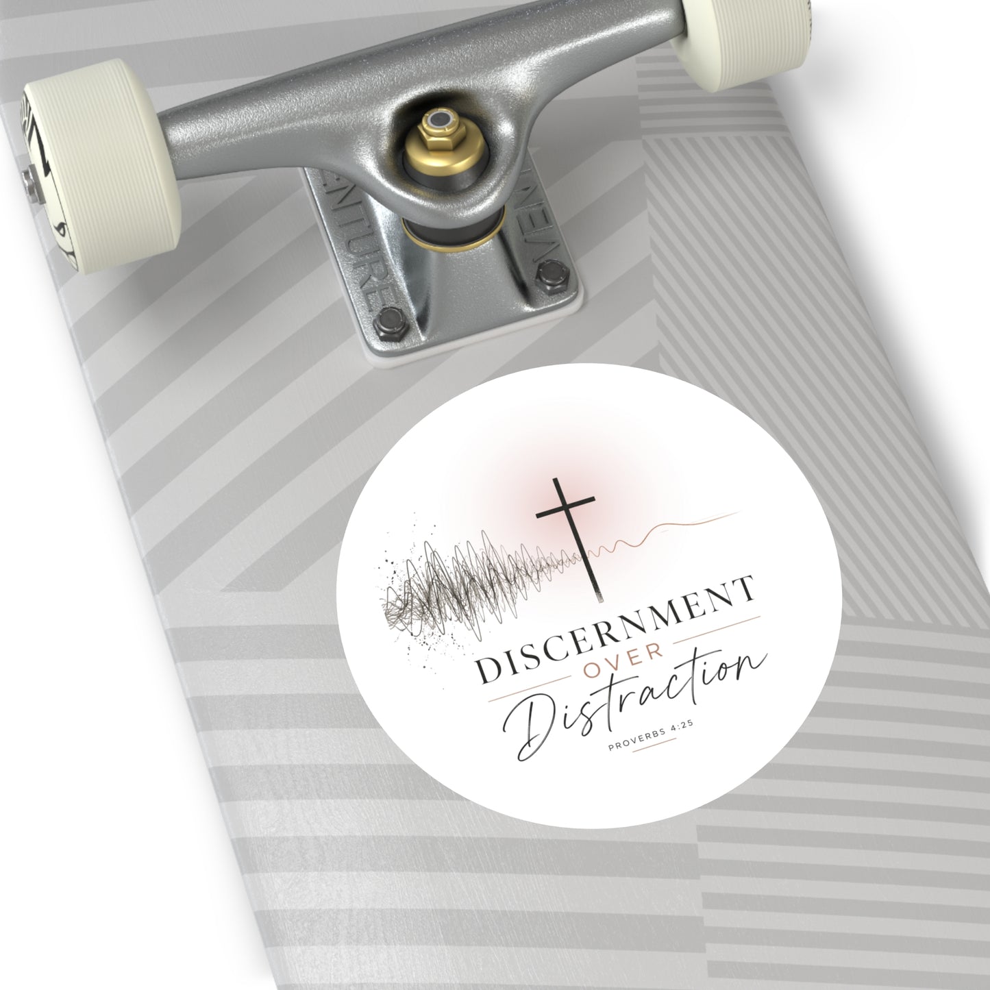 Discernment Over Distraction Round Sticker — Christian Cross Inspirational Vinyl