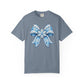 Blue Snowflake Bow T-Shirt — Winter Holiday Graphic Tee