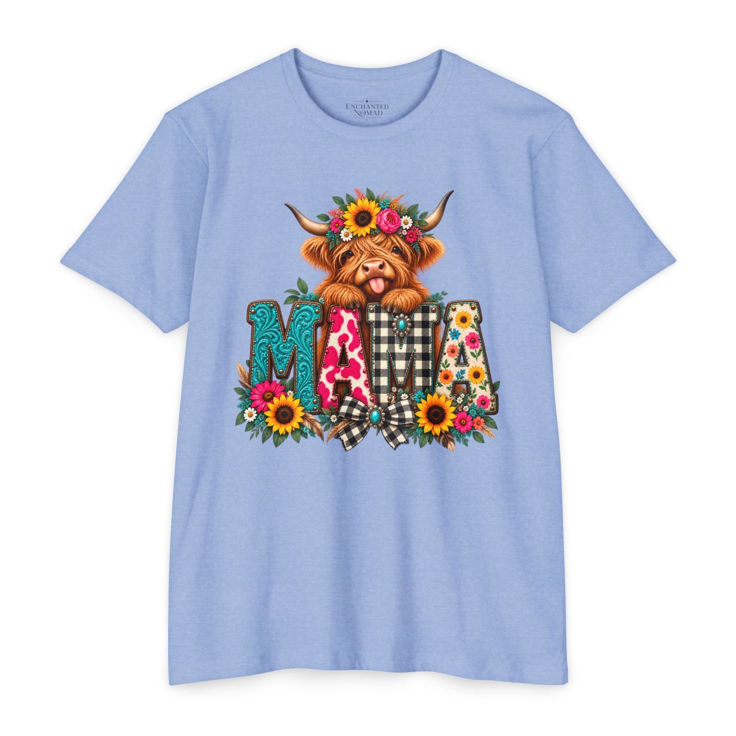 Mama Highland Cow Floral Graphic Tee